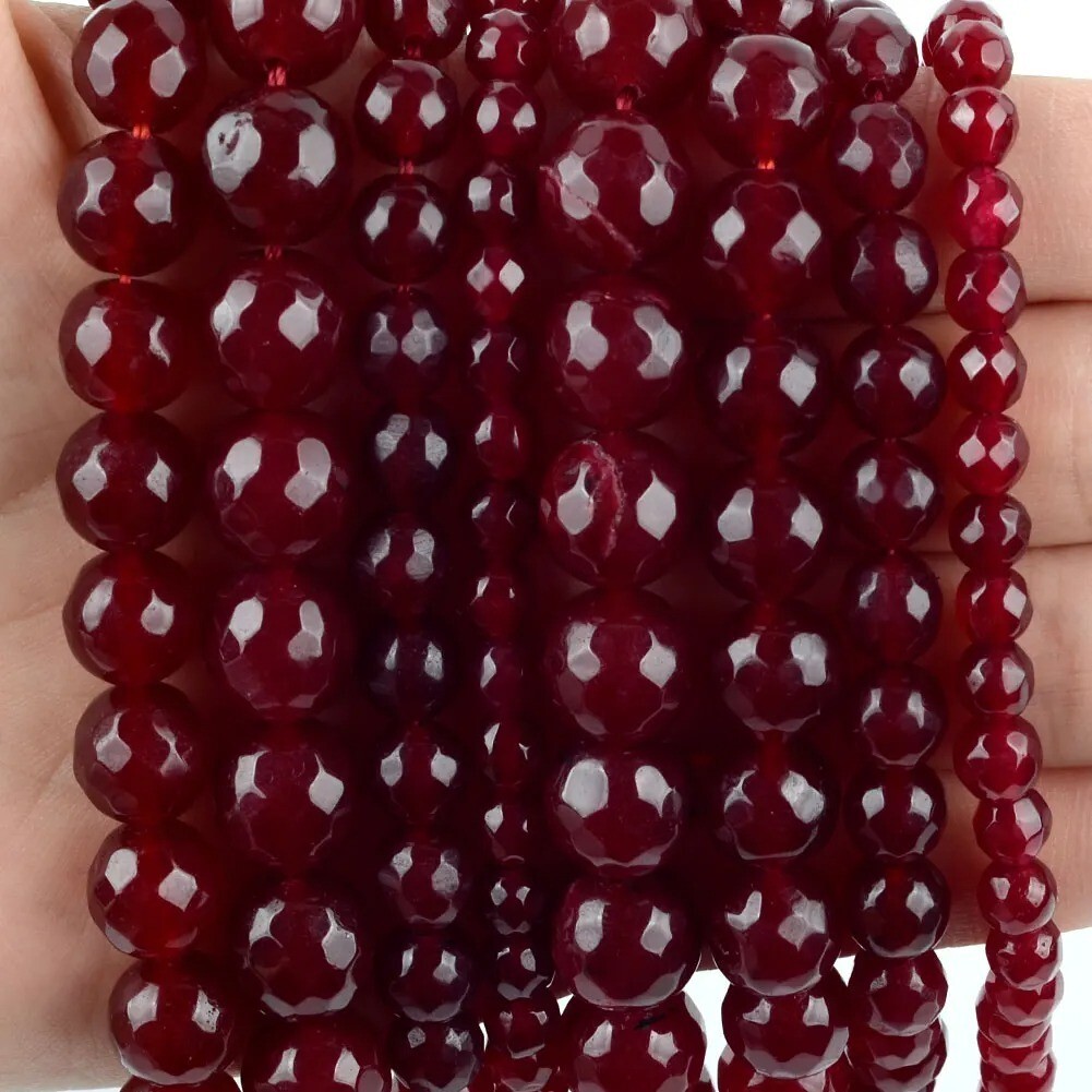 Natural Rare Red Jade and Green Jade Round Loose Beads Gemstone 4mm/6mm/8mm/10mm