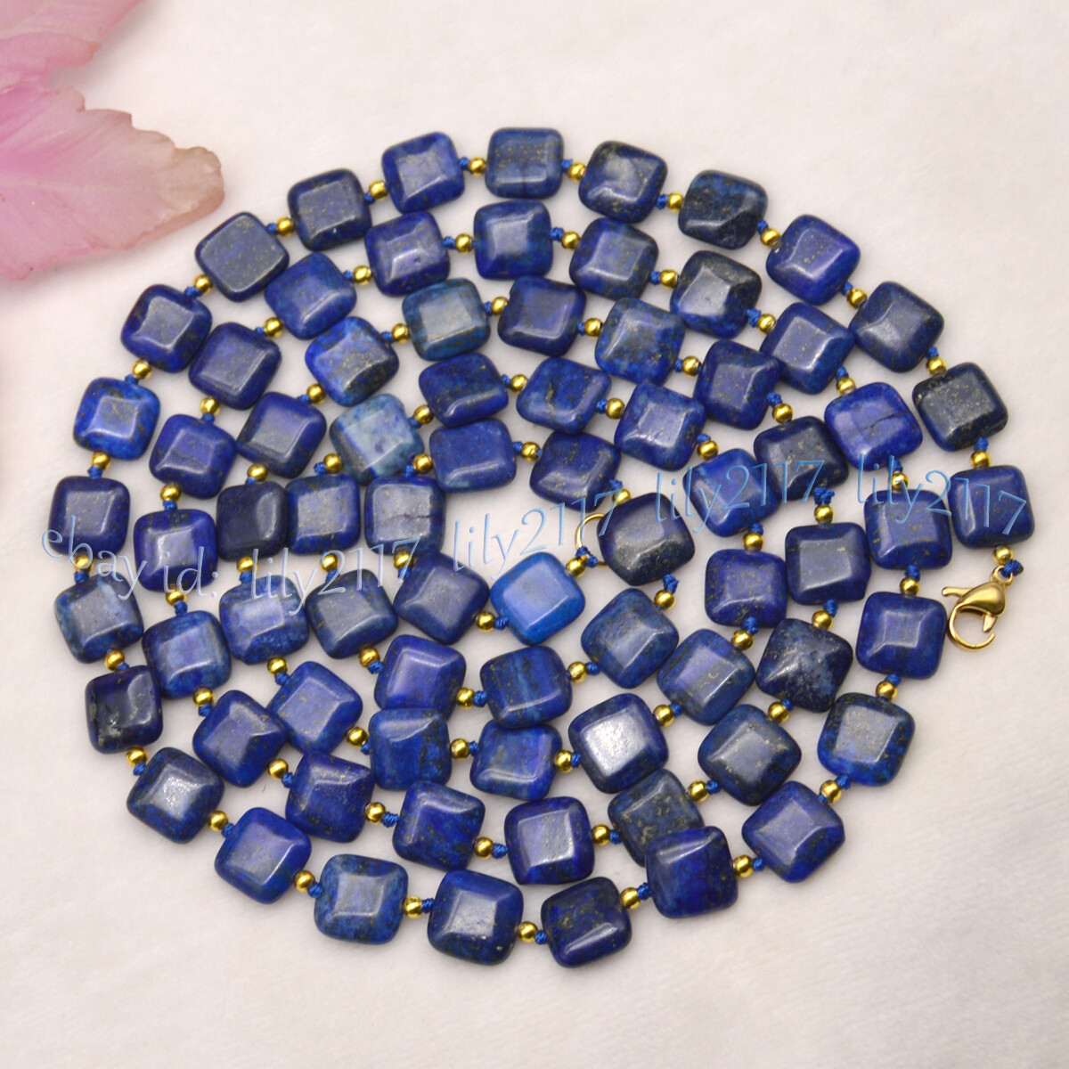 Natural Blue Lapis Lazuli 12mm Flat Square Gemstone Beads Necklace 14-100 inches