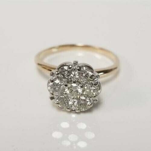 1.50Ct Round Lab-Created Diamond Cluster Flower Shape Ring 14K Yellow Gold Fn