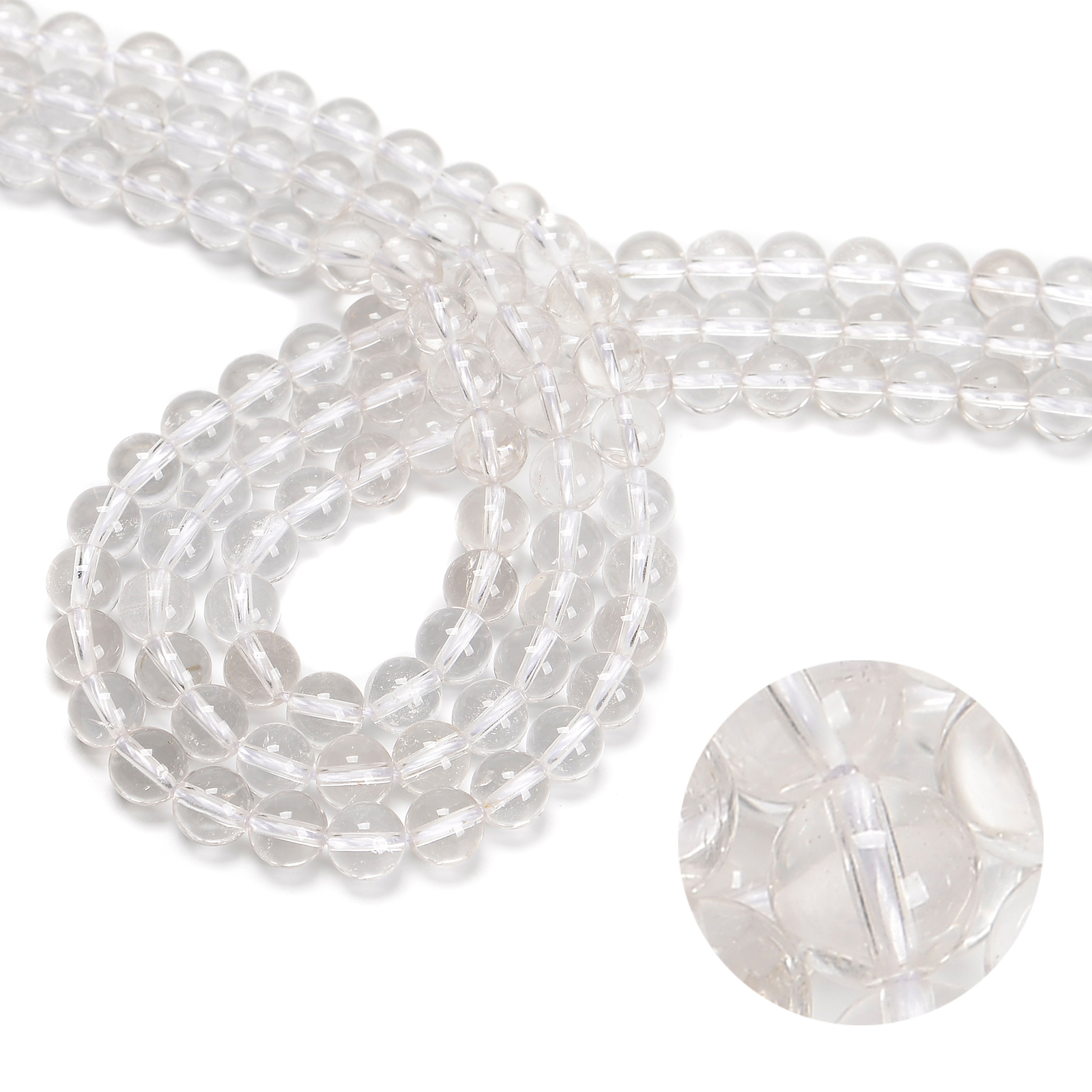Clear Quartz Smooth Round Beads Size 4mm 6mm 8mm 10mm 12mm 14mm 15.5″ Strand