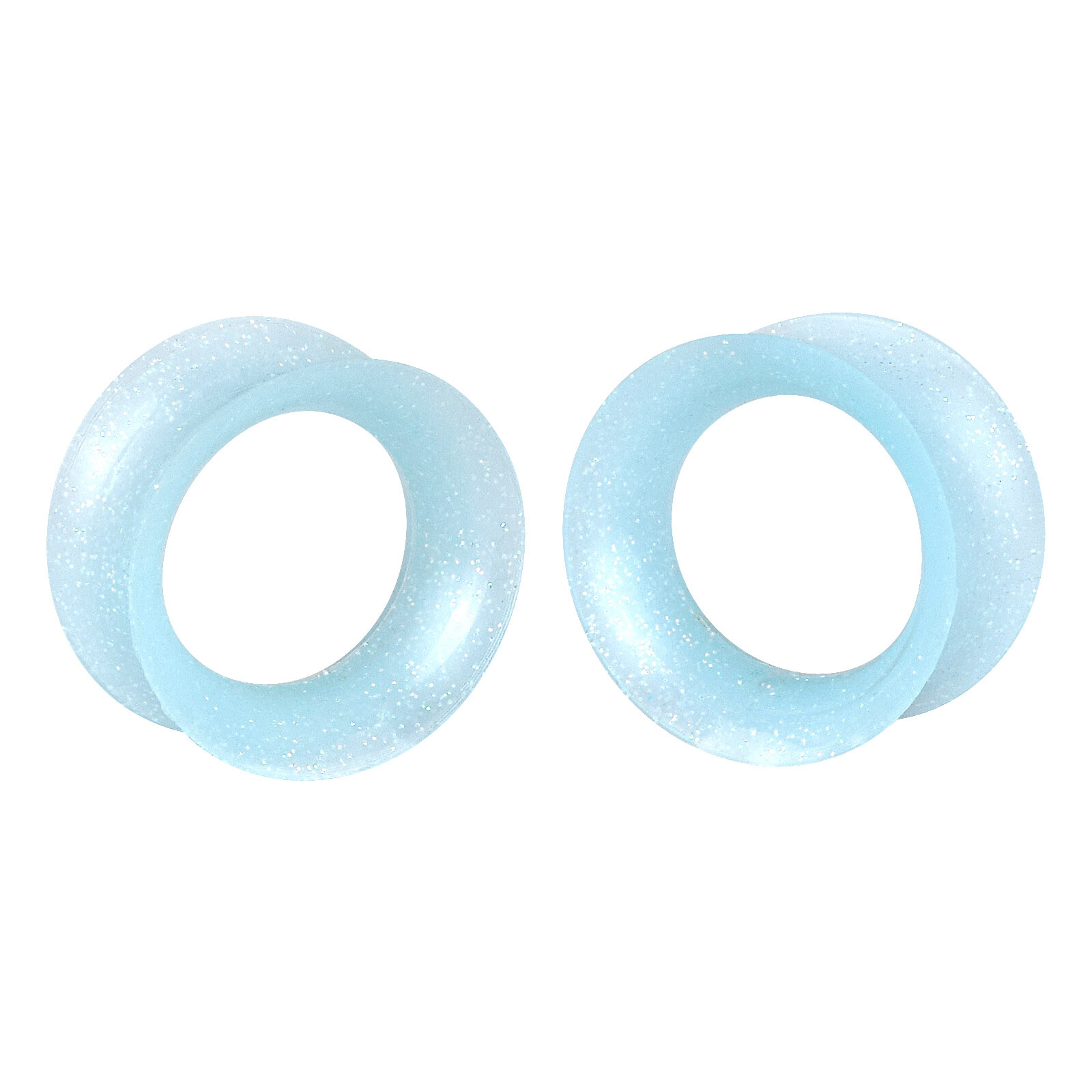 Pair Thin Silicone Ear Tunnels Gauges Plugs Glitter Earskin Stretchers 2g-3/4″