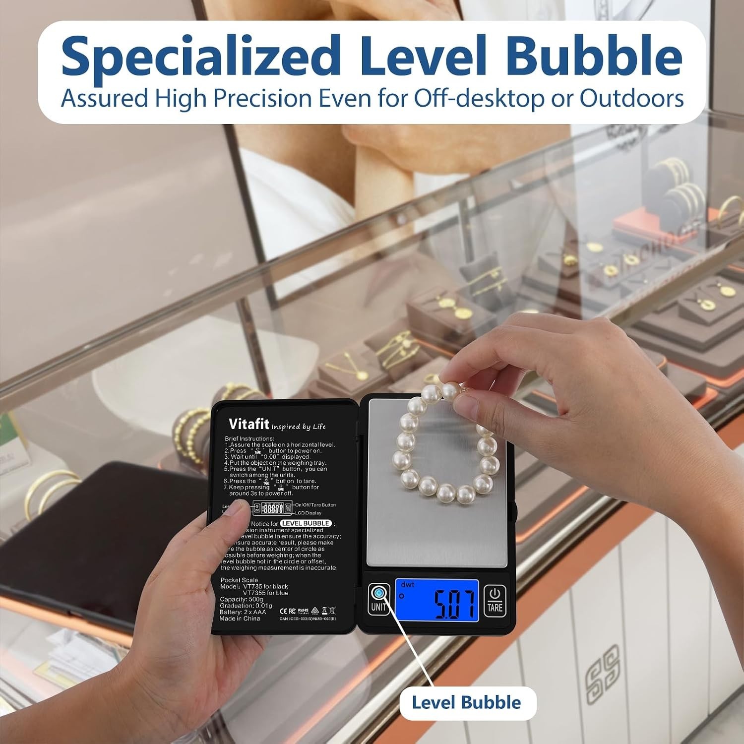High Accuracy 500g Digital Gram Scale with Level Bubble – Portable and Precise