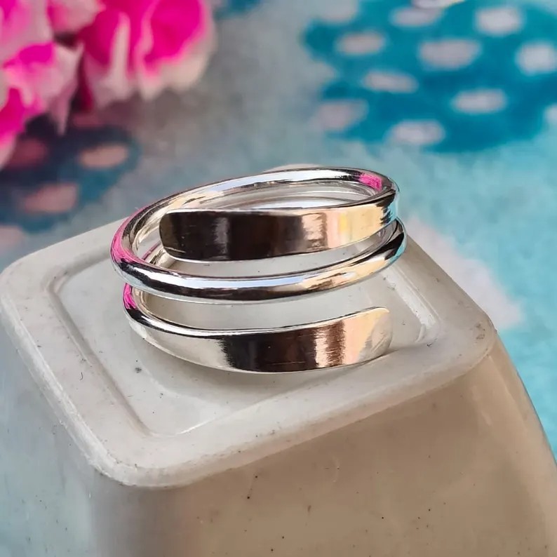 Solid 925 Silver Adjustable Ring For Women Handmade Lovely Ring All Size SR645