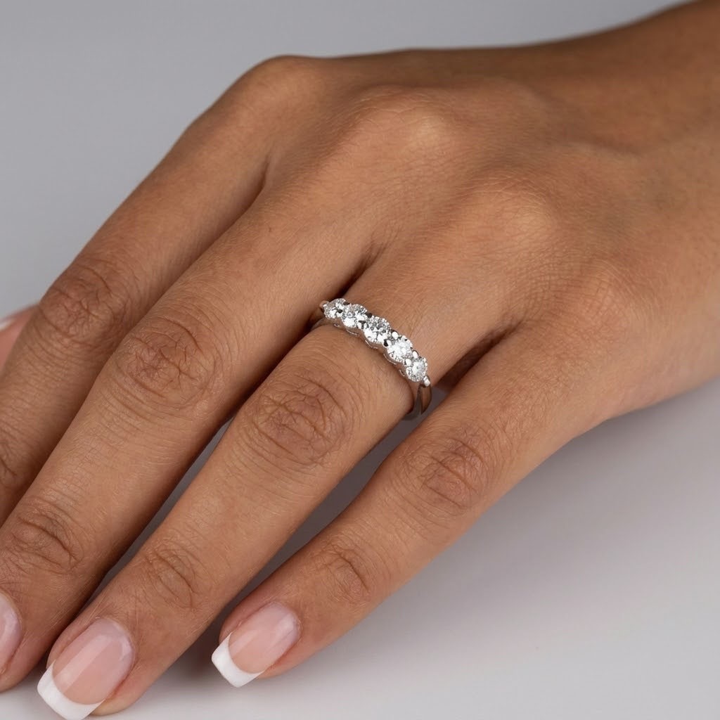 Classic Wedding Band 14K Gold Classic 1.35 Carat Round Lab-Grown Diamond E VVS2
