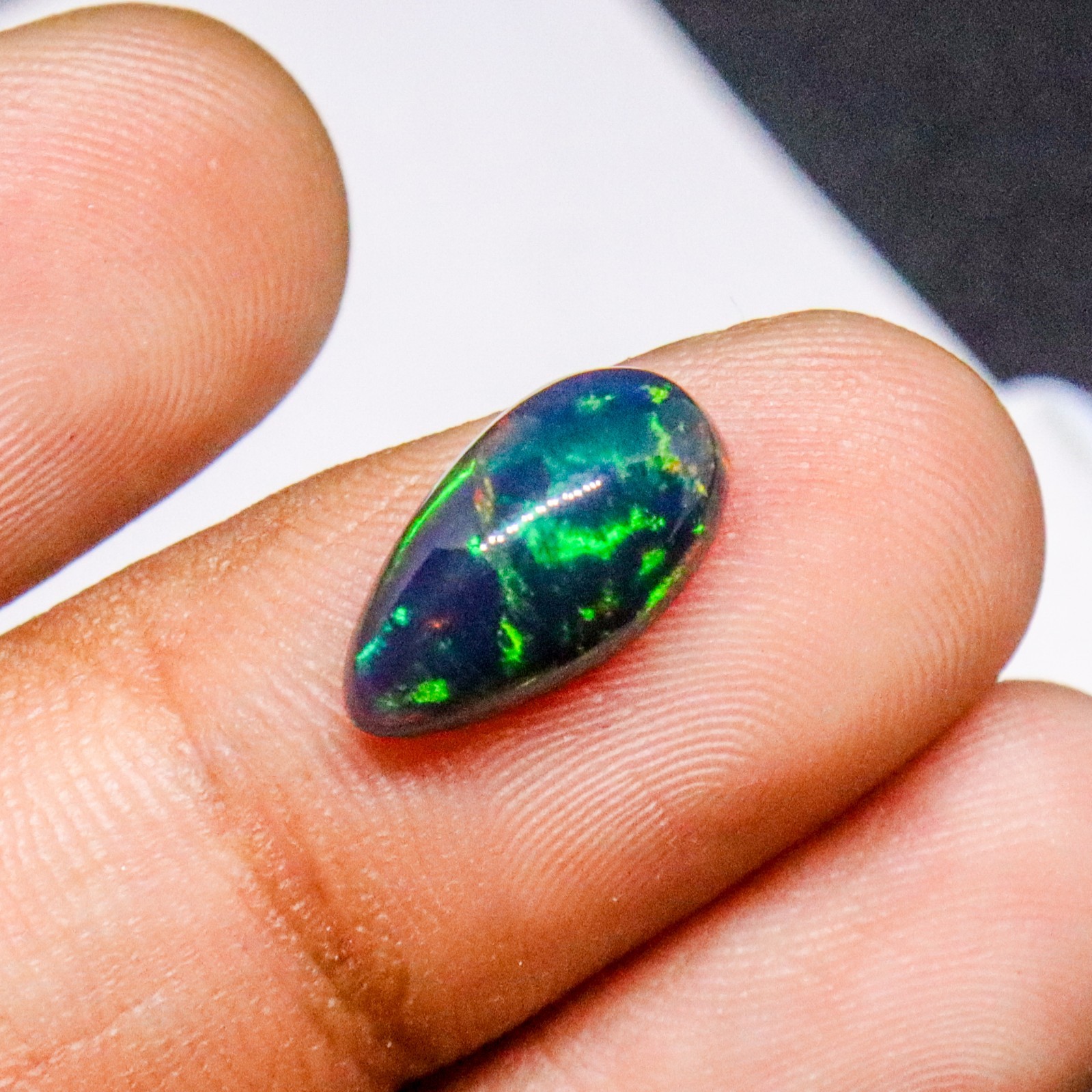 100Pcs AAA Natural Black Opal Pear Cabochon Multi Fire 12x8mm Wholesale Lot
