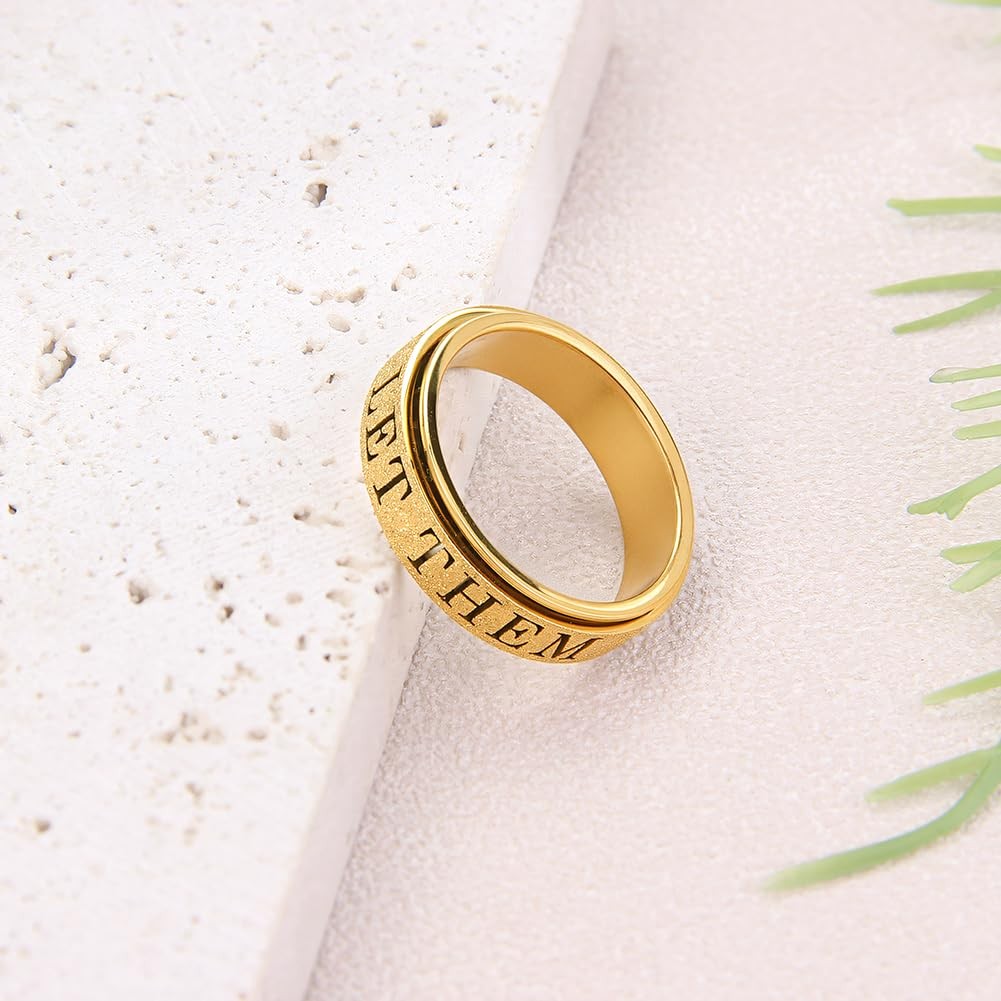 Adults Anxiety Ring for : Fidget Spinner Cute Let Them Symbol Thumb Ring Stai…