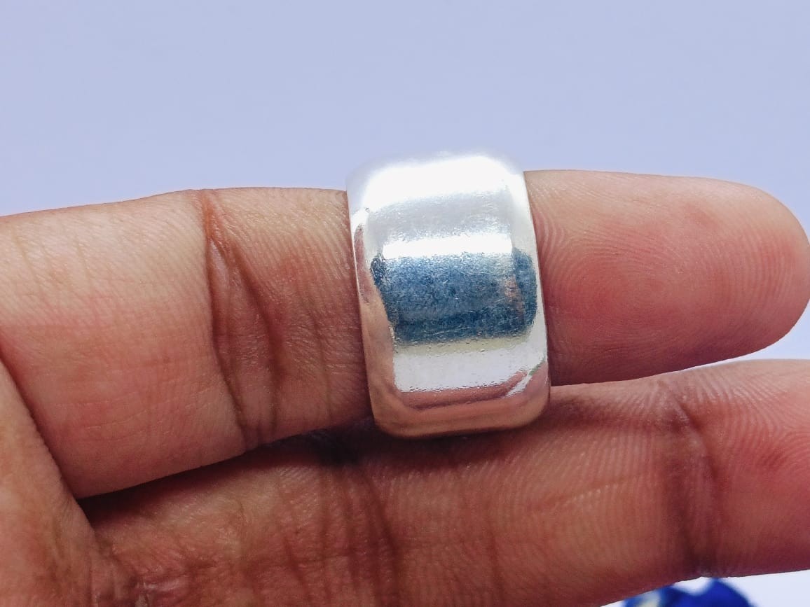 Solid 925 Sterling Silver Wide Band and Statement Handmade Smooth Thick Ring