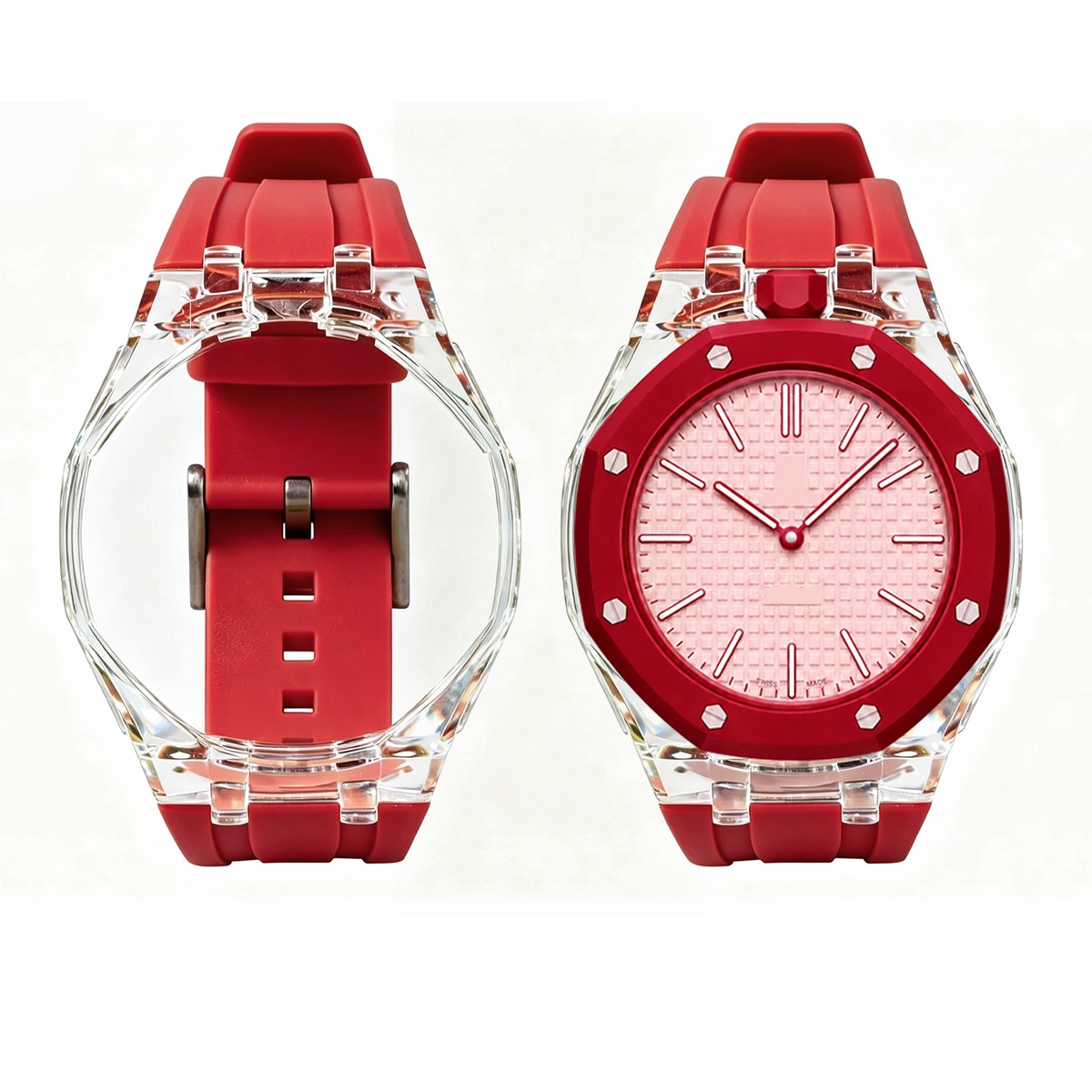 Transparent PC Glacier Case Silicone Wristband Mod Kit For Swatch X AP Royal Pop