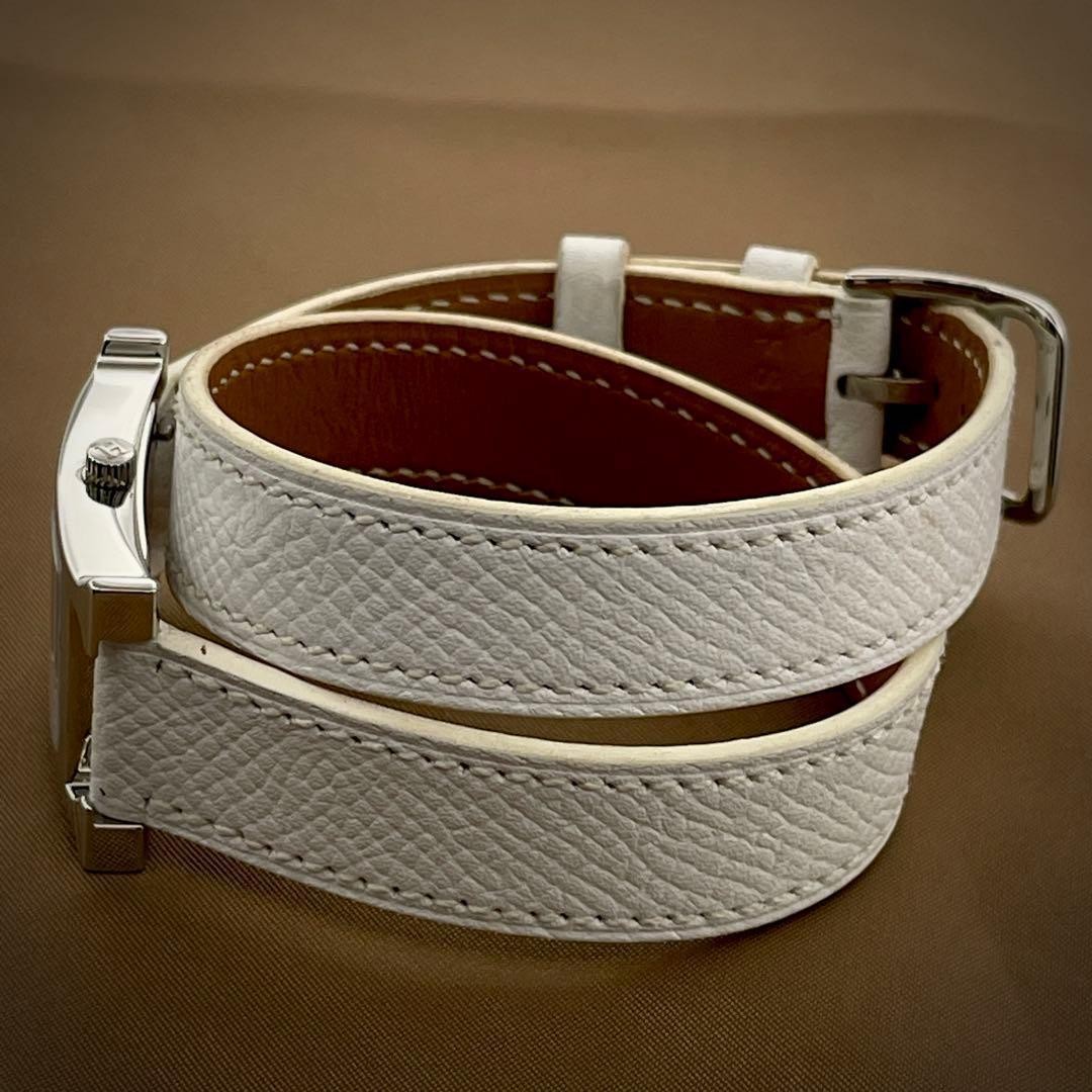 Hermes H Watch HH1.210 Double Tour Quartz White Ladies Japan 075605