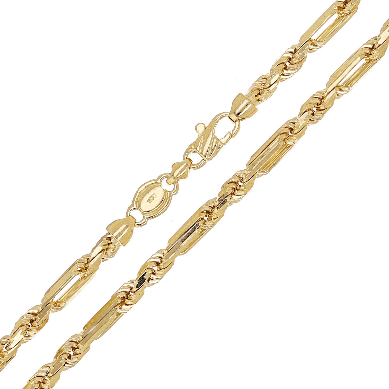 Italian 14k Yellow Gold Solid Milano Figaro Rope Chain Necklace 20″ 4mm 30 grams