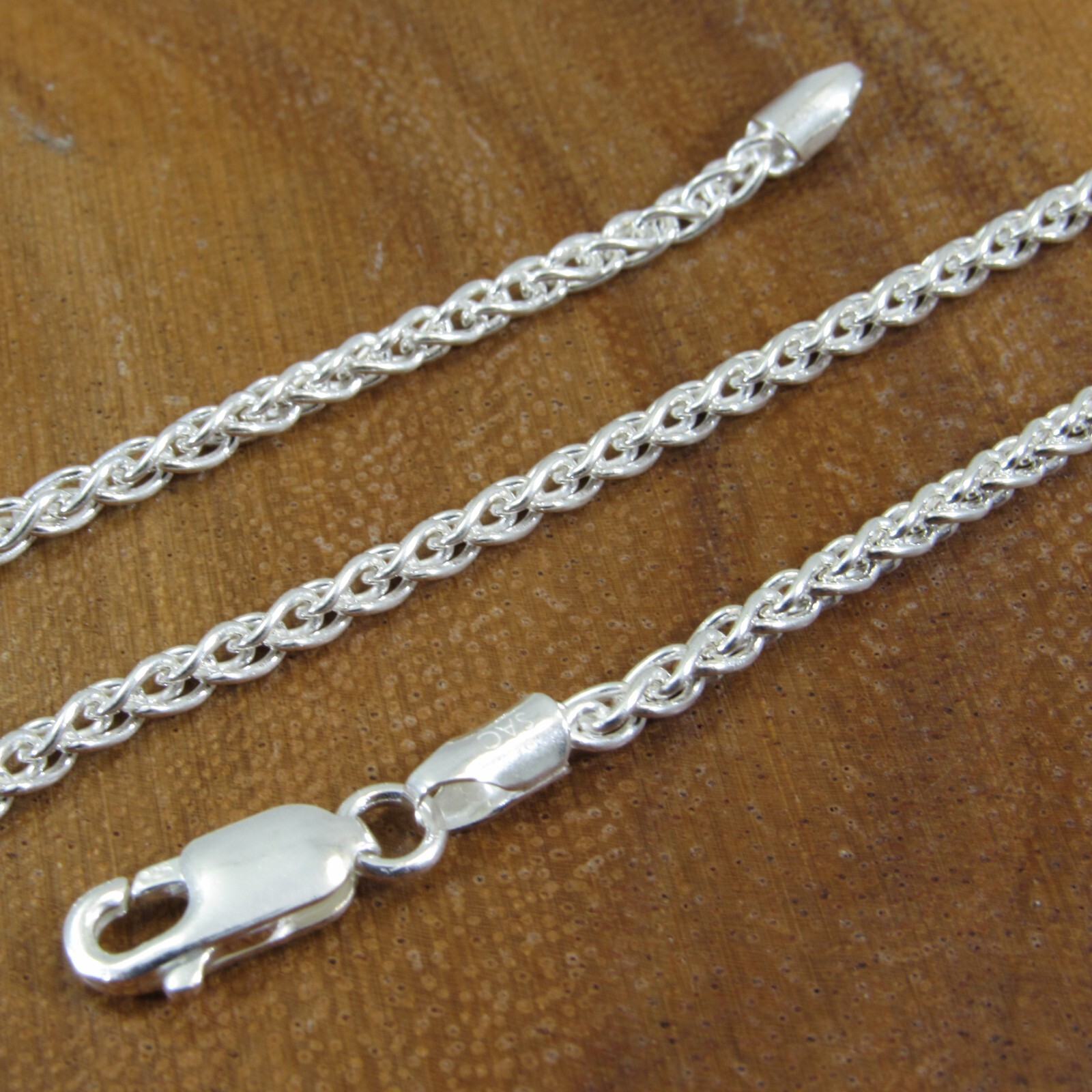 2.5MM Solid 925 Sterling Silver Italian SPIGA/WHEAT Rope CHAIN Necklace Italy
