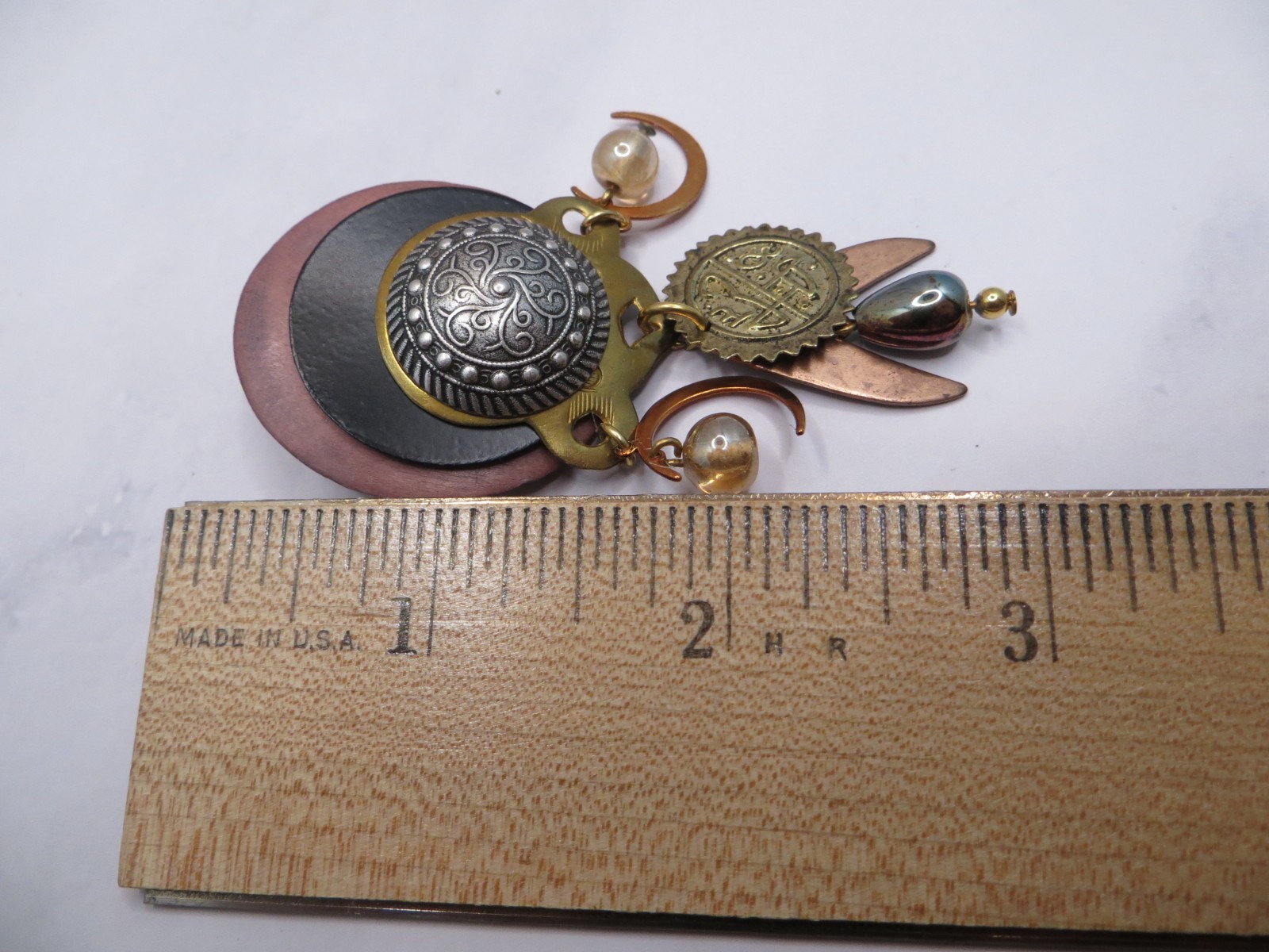2 Mixed Metals Copper Abstract Steampunk Style Pin Lot #1298
