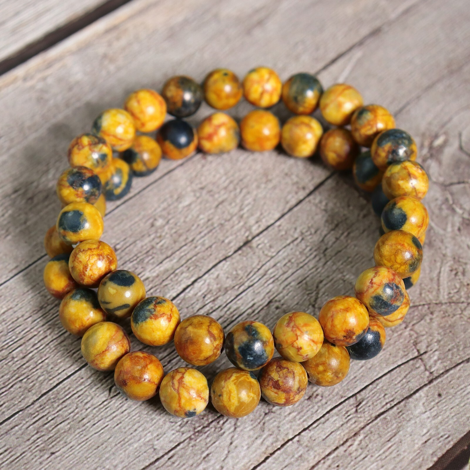 Natural Bumblebee Jasper Crystal 8mm Beads Gemstone Healing Unisex Bracelet