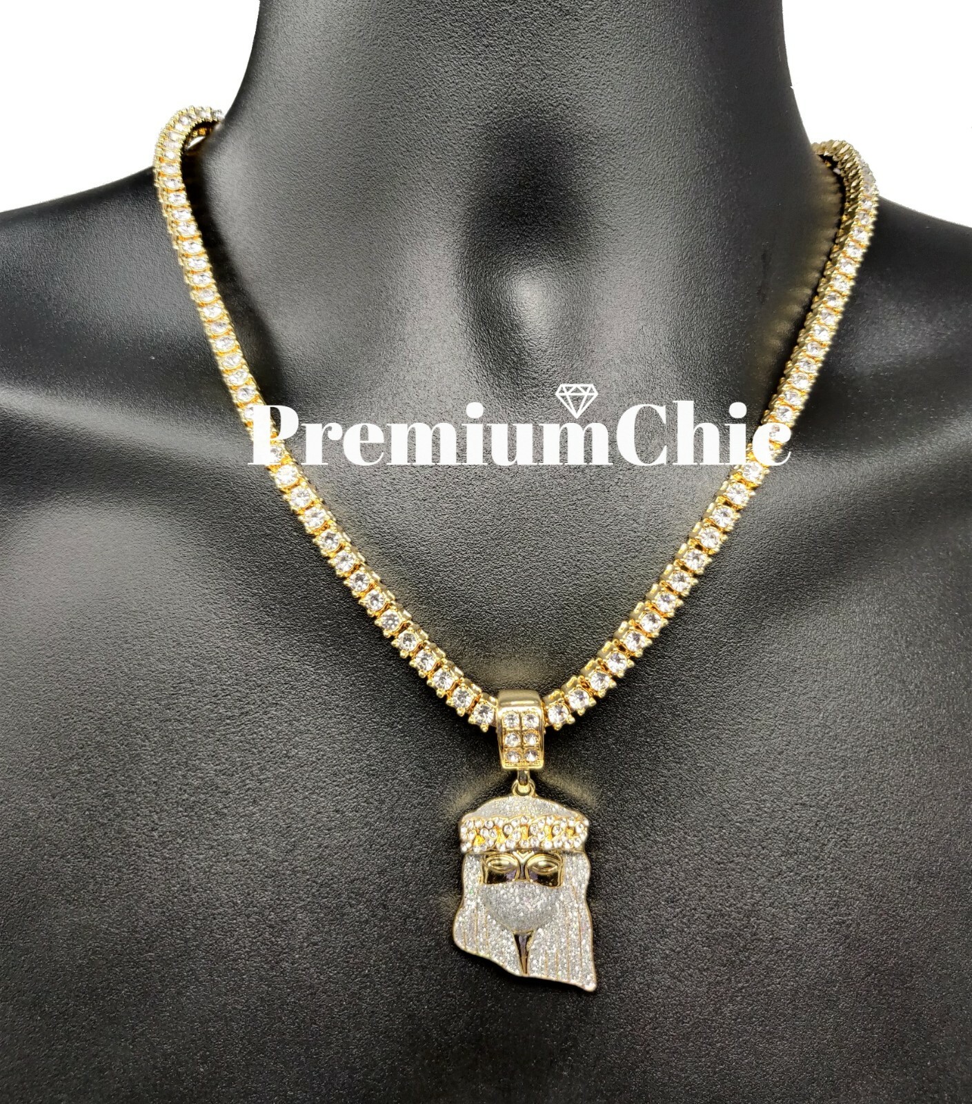 Jesus Cross ANKH Last Supper Pendant Tennis Chain Necklace Men Plated CZ Jewelry
