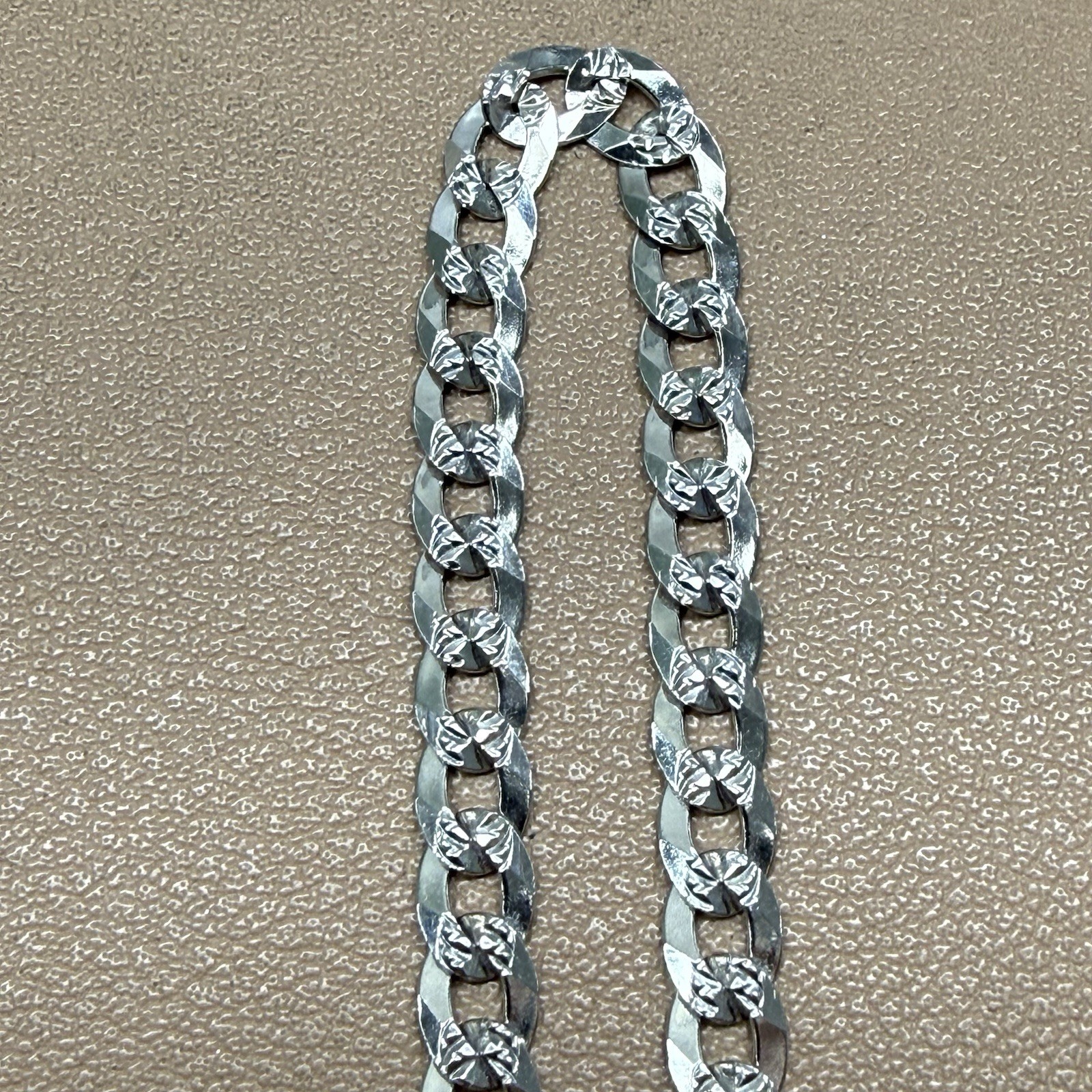 Flat CURB Diamond Cut LINK CHAIN BRACELET STERLING SILVER 925 ITALY 4.7mm 7.5”