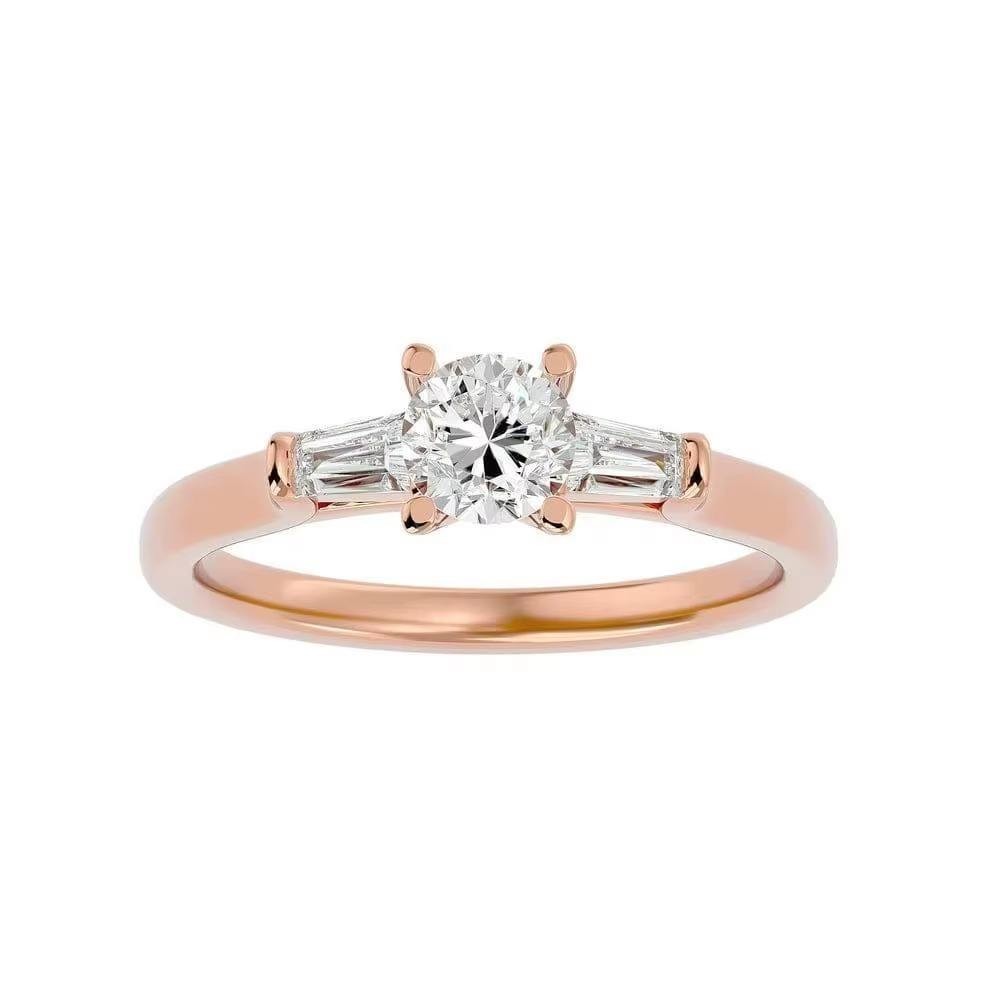 2Ct Round Moissanite Three-Stone Ring 925 Sterling Silver 14K Rose Gold Plated