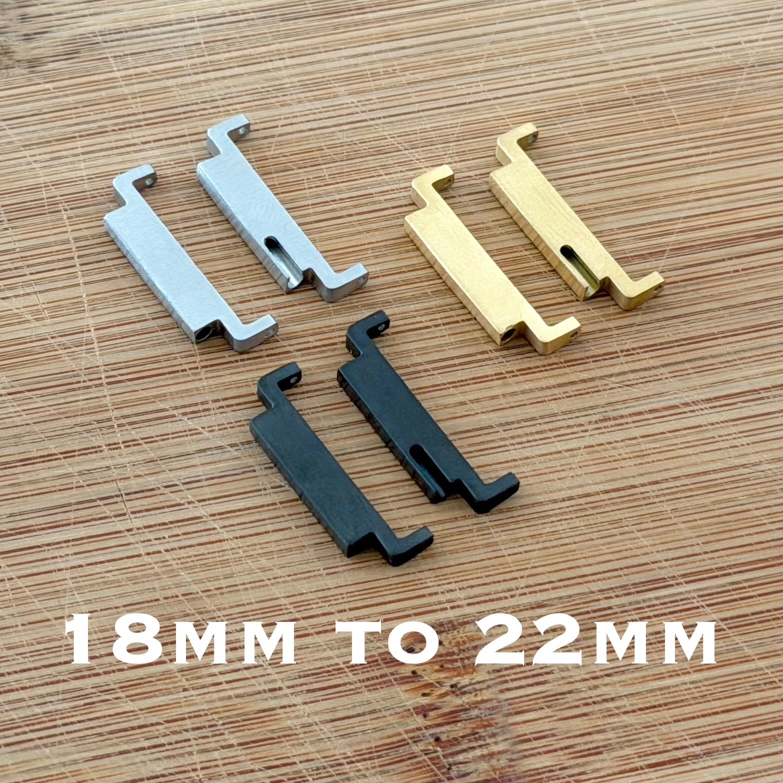 22mm Strap Adapter for 18mm Watch Lugs Quick Release Stainless Steel Brushed Set