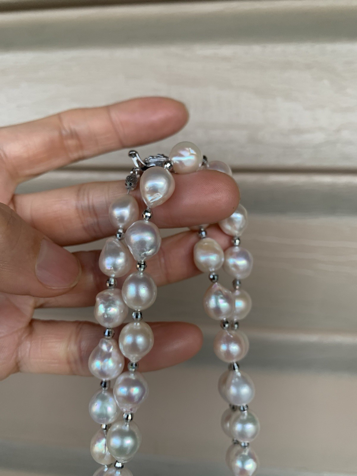 NEW 24” south sea saltwater Pearl beaded necklace 9mm baroque