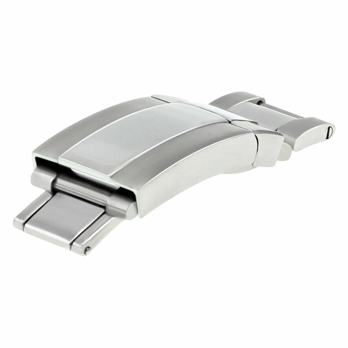 LOCK CLASP BUCKLE FOR ROLEX OYSTER WATCH BAND SHINY CENTER MATTE 3 SIDE STEEL