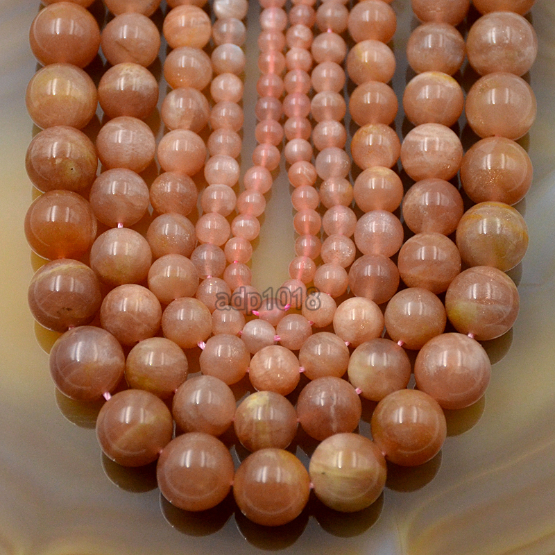 Natural SunStone Gemstone Round Loose Beads 15.5″ 4mm 6mm 8mm 10mm 12mm