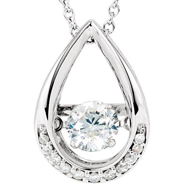 0.60 carat total, 0.52 ct Round Shape center Diamond 14k White gold Pendant