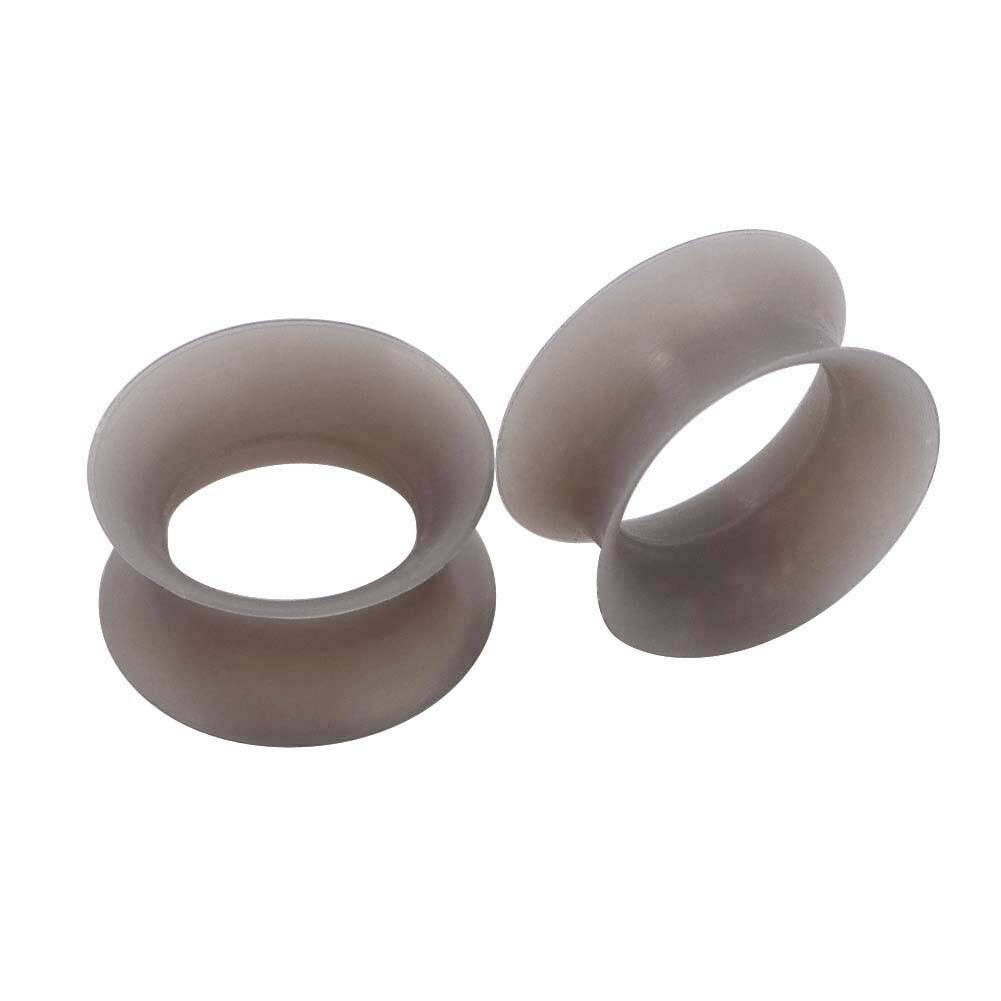 PAIR Soft Thin Silicone Double Flared Ear Tunnels Plugs Gauges Expander 2g-3/4″