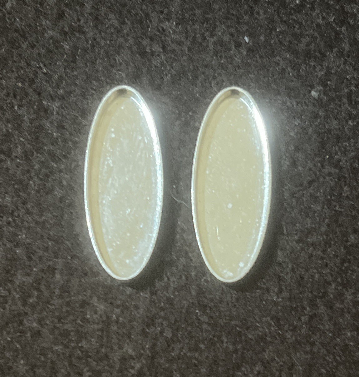 One 22x6mm Plain Oval Bezel Cup Setting 24gauge Sterling Silver
