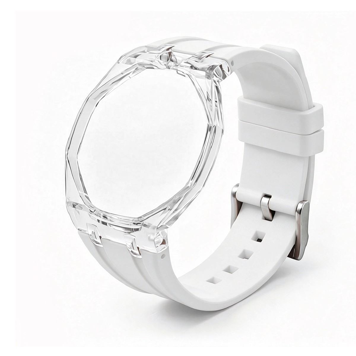 Transparent PC Glacier Case Silicone Wristband Mod Kit For Swatch X AP Royal Pop