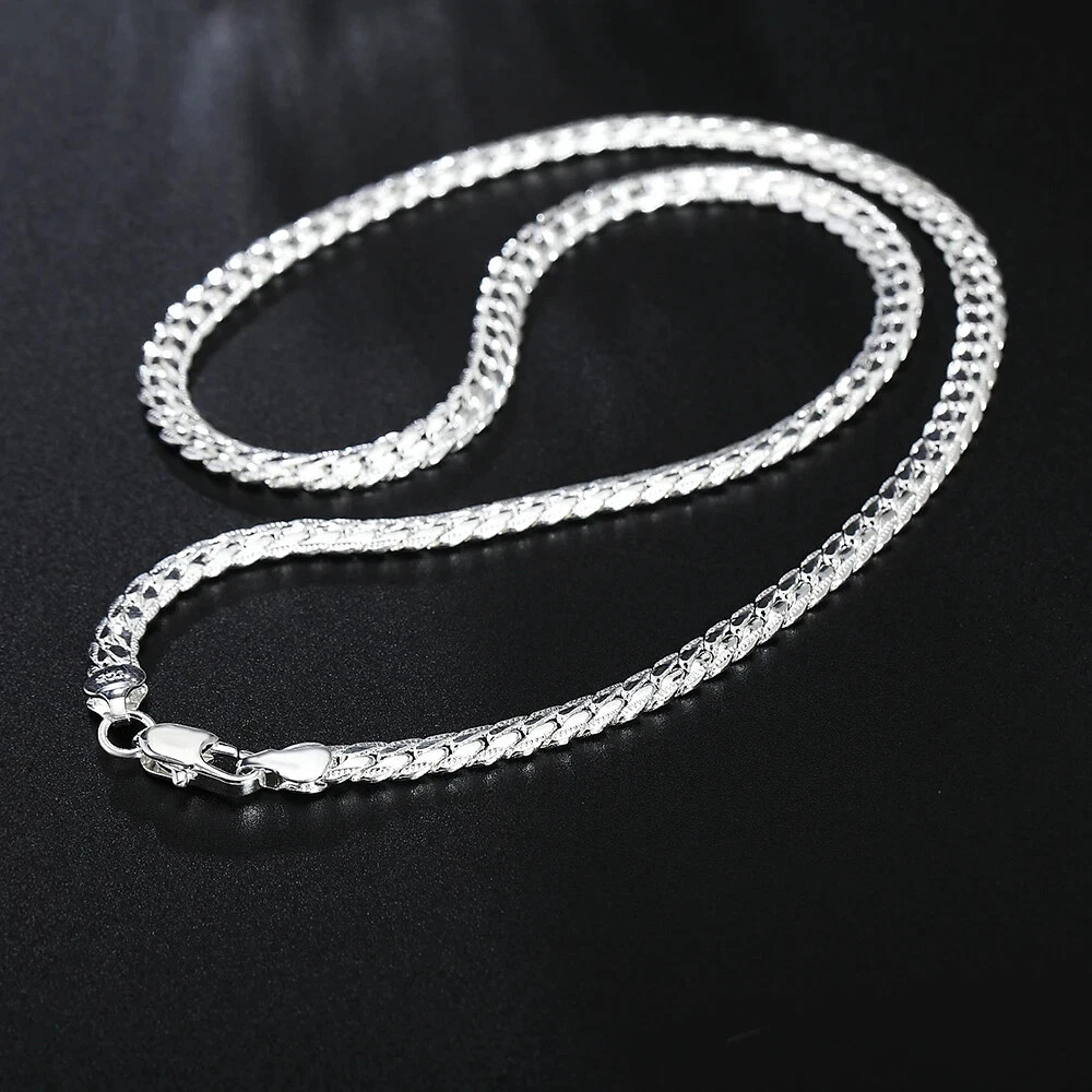 925 Sterling Solid Silver Chain Necklace Jewelry for Women Men Fashion Gift