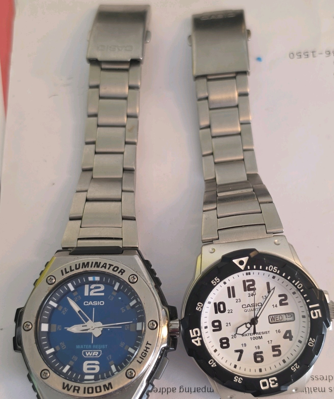 Casio pair of Men’s Quartz Analog Stainless Bracelet watches. MRW-200H. MWA-100H
