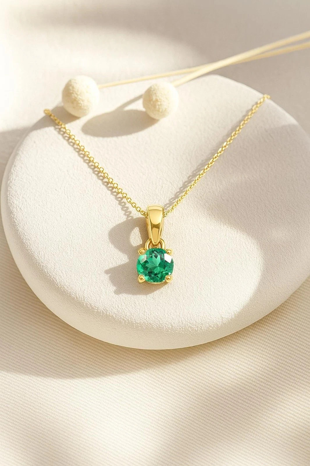 1Ct Round Cut Simulated Emerald Solitaire Pendant Sale 14k Yellow Gold Plated