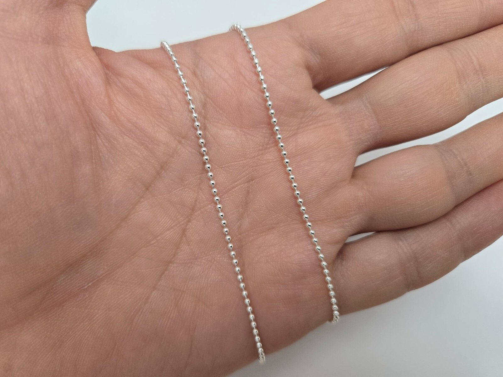 925 Sterling Silver Thin Pallini Bead Ball Chain Necklace Bracelet 1.5mm