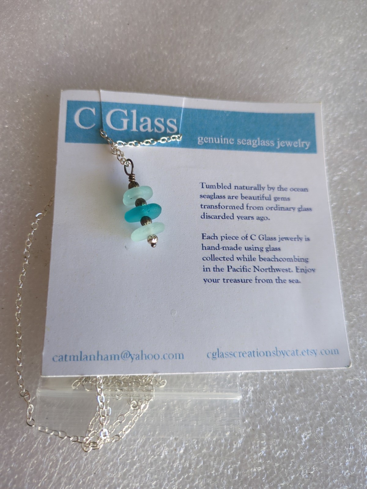 Genuine handcrafted sea tumbled glass necklace