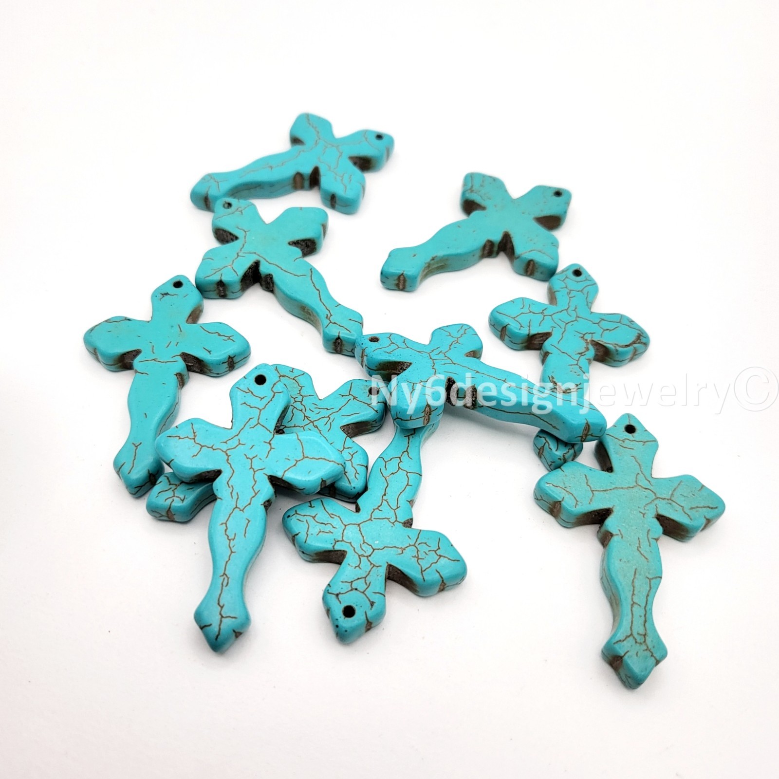 29x44mm Multicolor Cross Gemstone Bead Howlite Magnesite Turquoise Cross Pendant