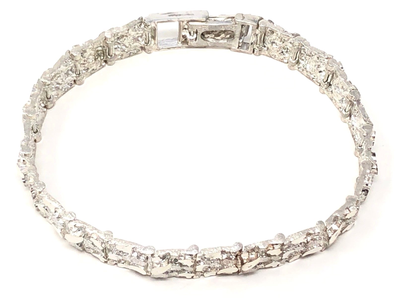 925 Sterling Silver Solid Nugget Bracelet Adjustable 8″ 12.5mm 28.5 grams