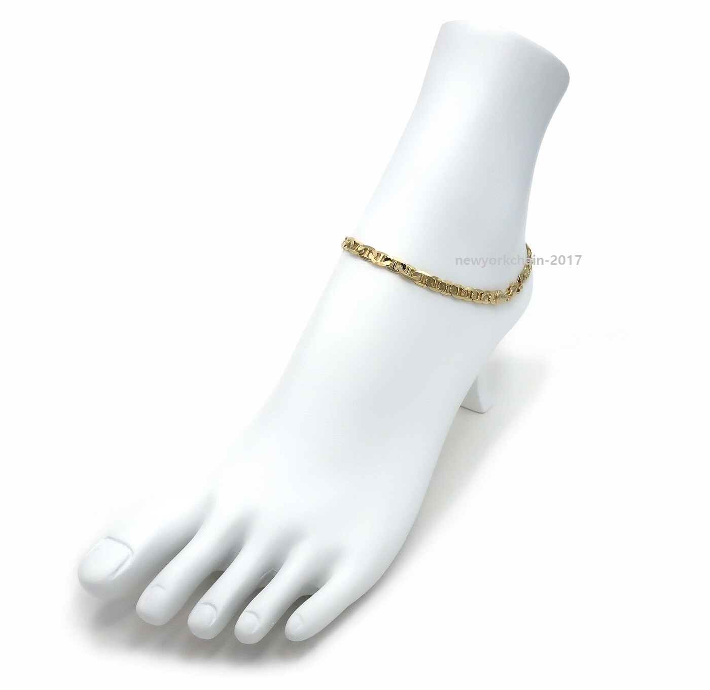 MARINER ANCHOR LINK CHAIN QUALITY 5mm ANKLET ANKLE BRACELET 14K GOLD PLATED