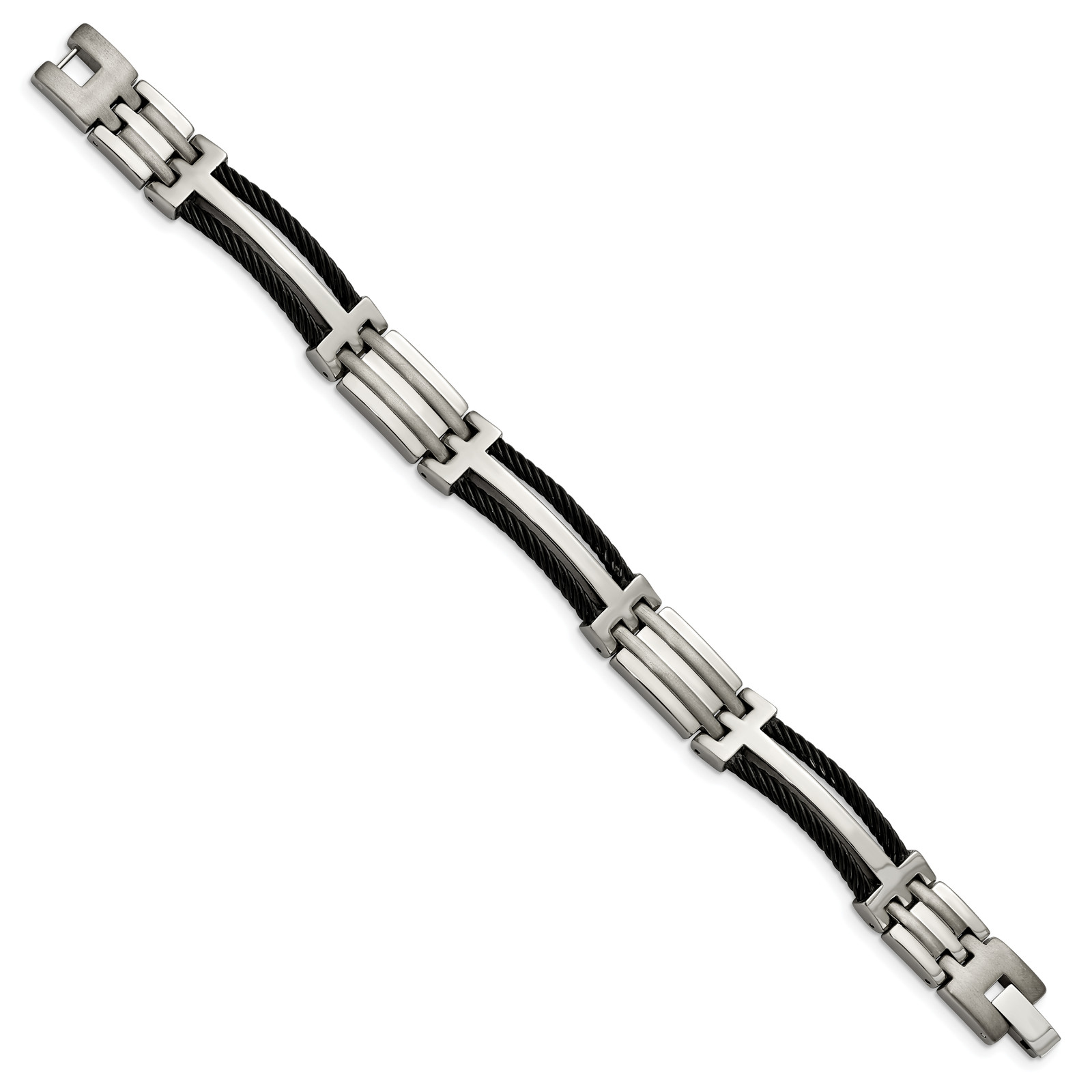 Chisel Titanium Brushed and Polished Black IP-plated 8.5 inch Bracelet TBB133