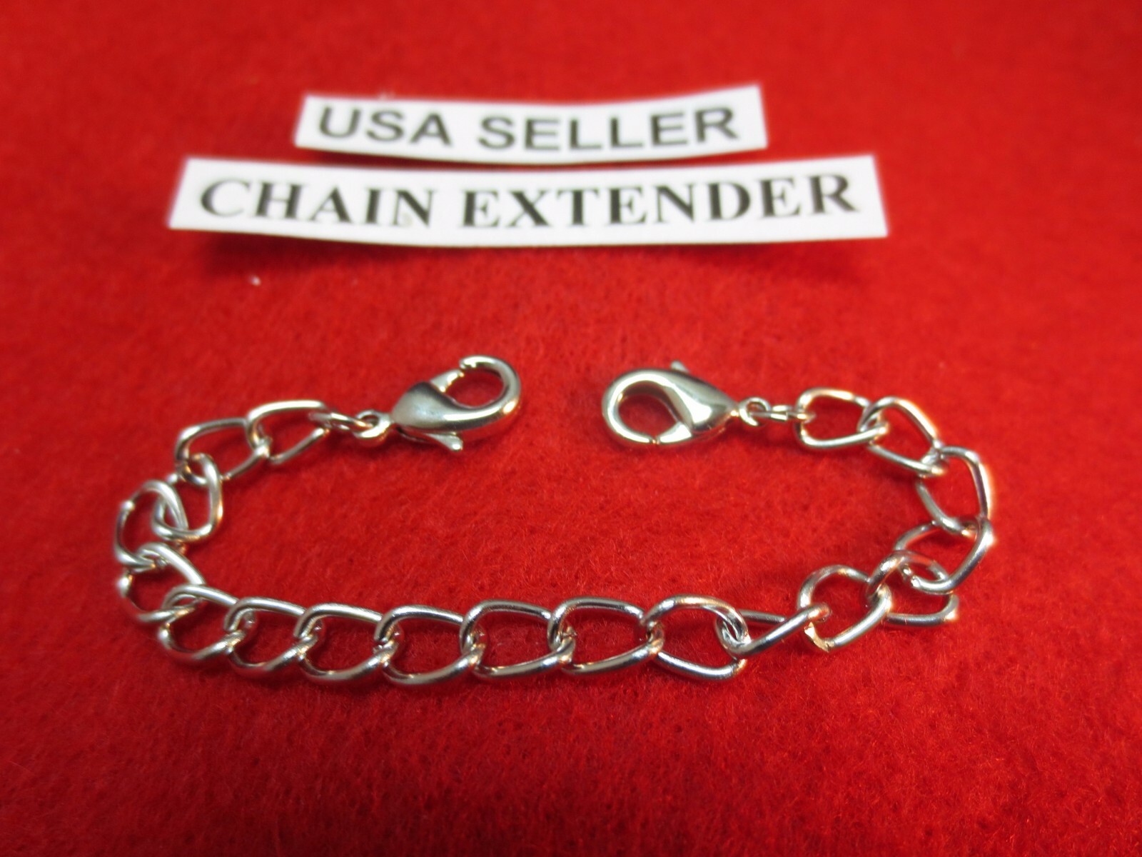 12″ 14 kt WHITE GOLD EP DOUBLE LOBSTER CLAW CHAIN BRACELET NECKLACE EXTENDER