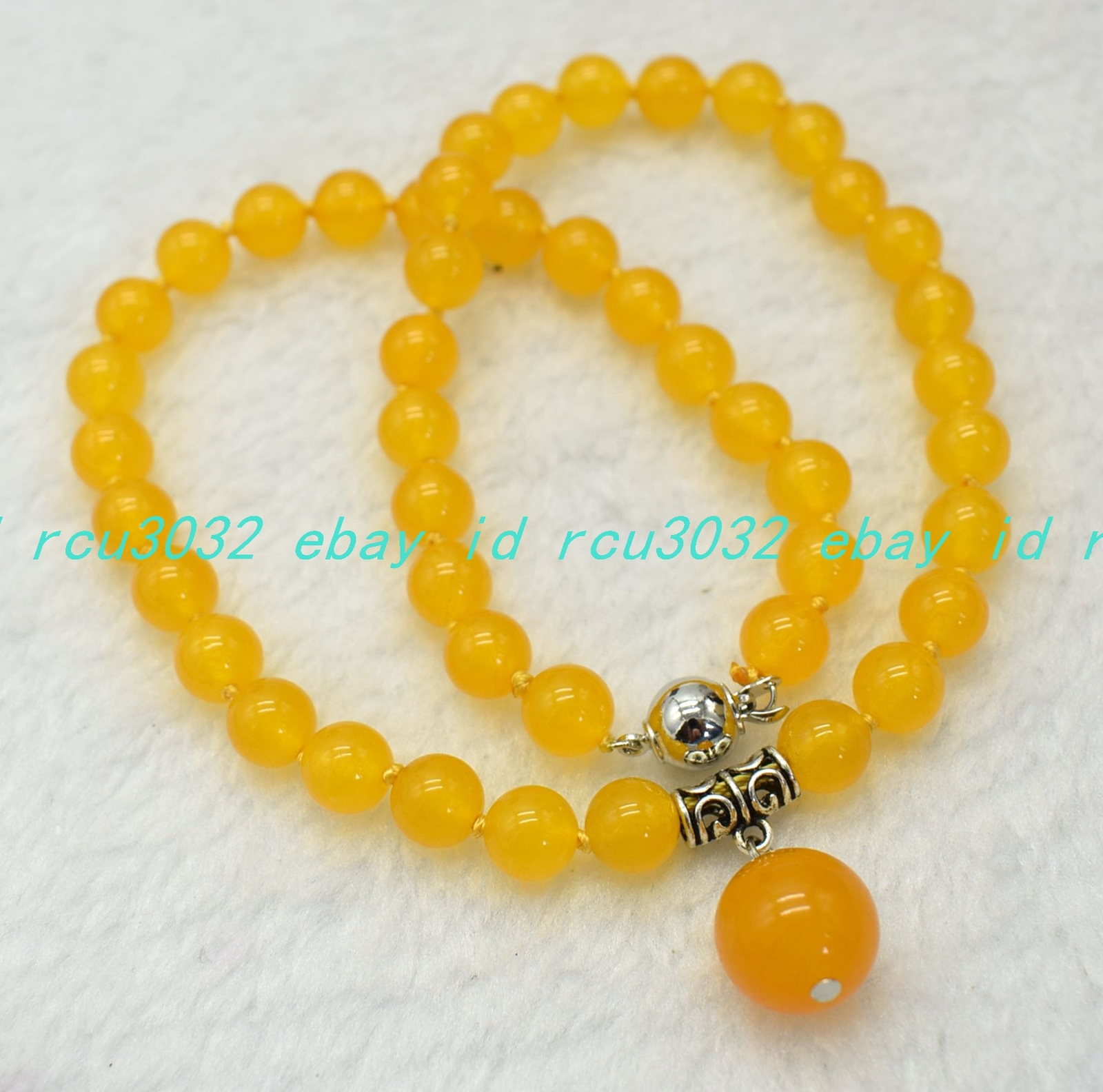 New 8mm Natural Yellow Jade Round Beads Gemstone Necklace Earings 16-36in