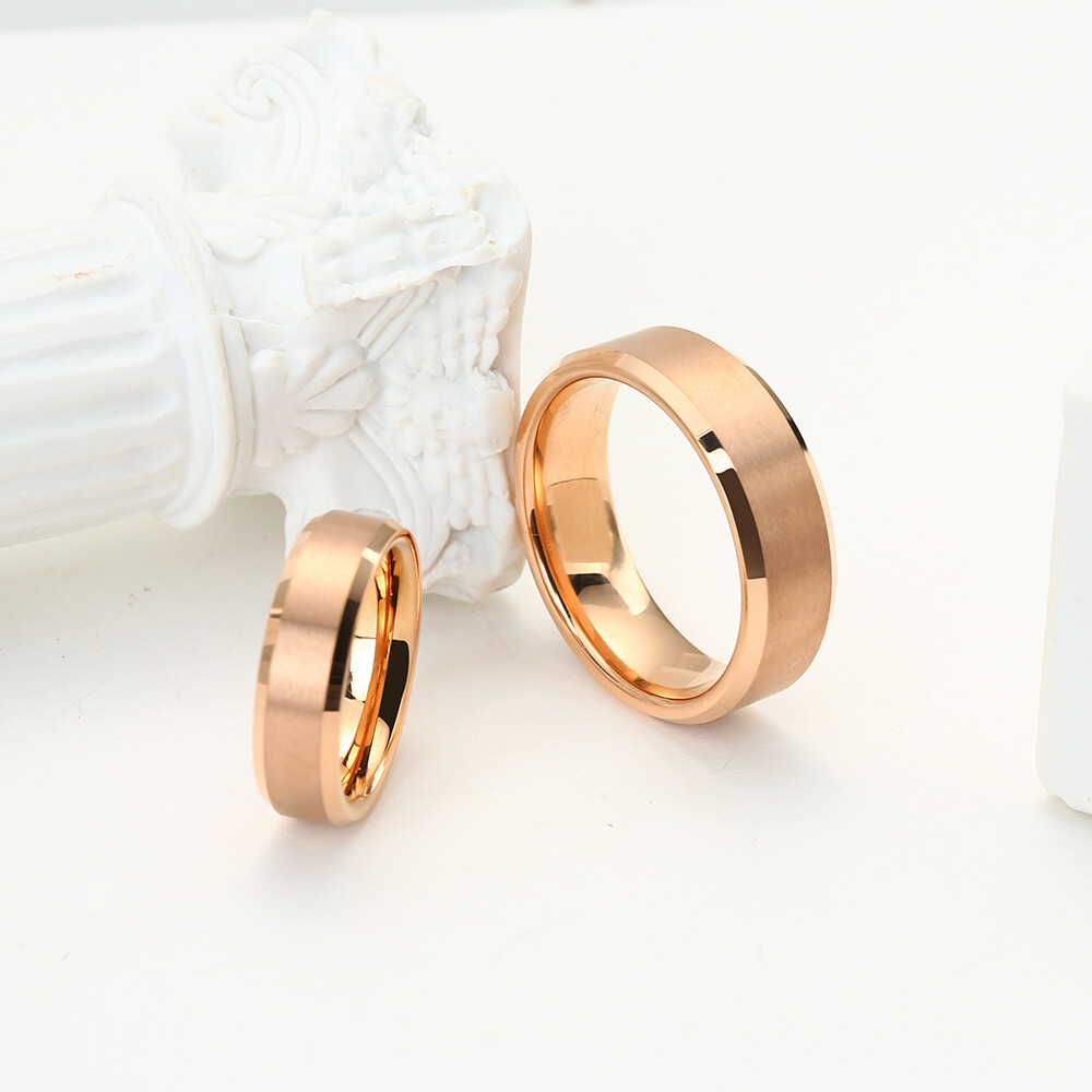 Rose Gold Color Tungsten Carbide Engagement Rings For Men Women Wedding Bands