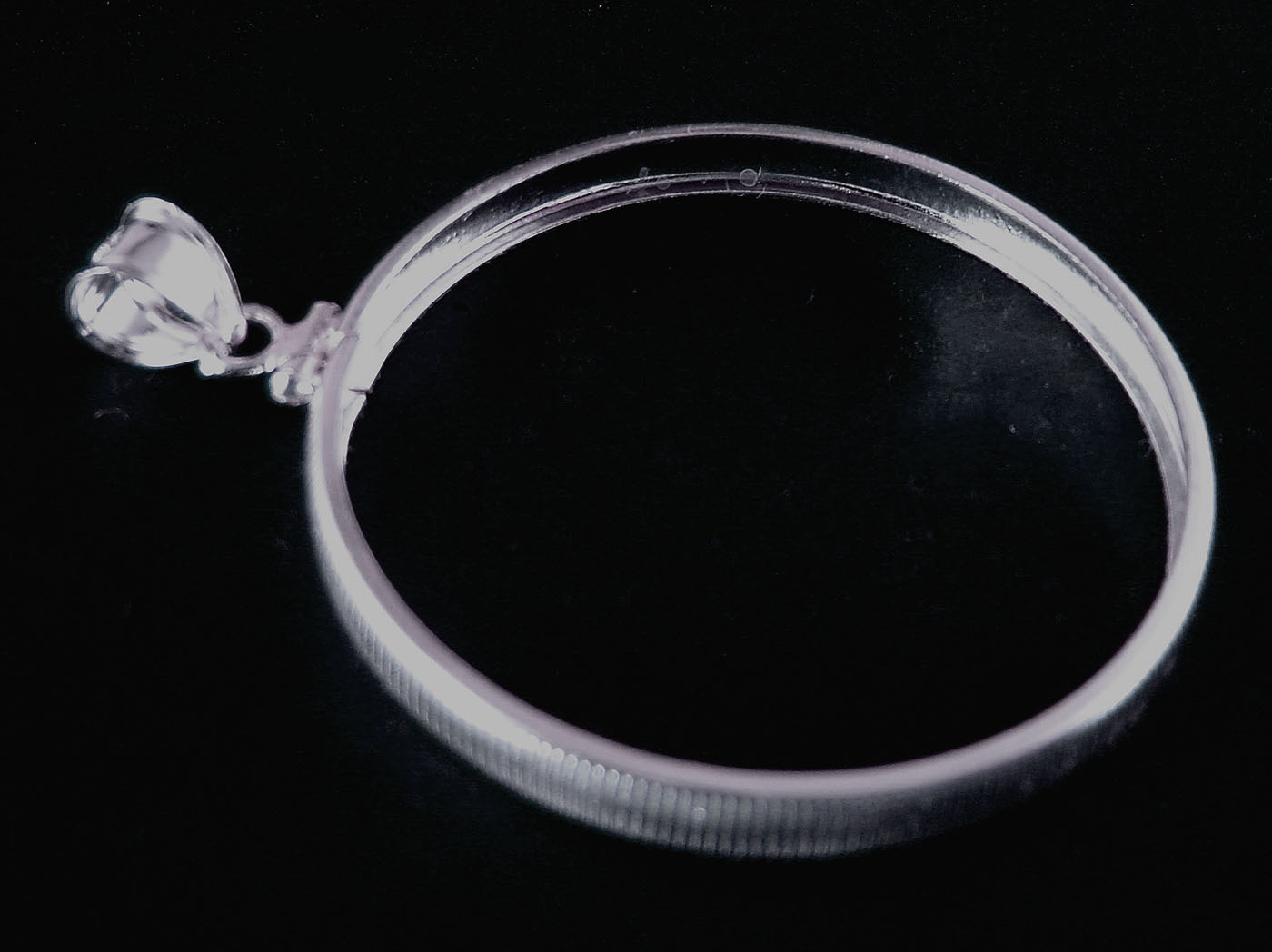 Coin Bezel One Ounce 39mm Silver Round Reeded Edge Sterling Silver Soldered Bail