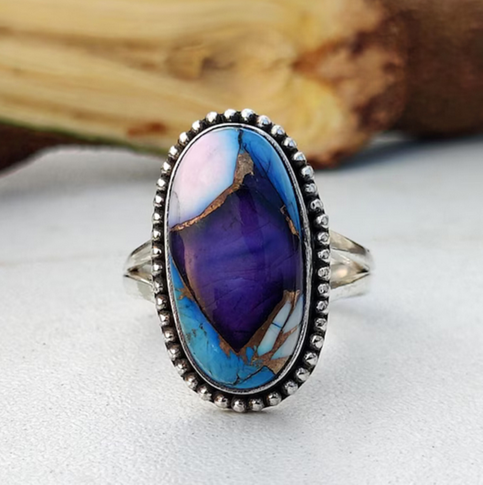 Purple Dahlia Turquoise Ring ~ 925 Silver Handmade Jewelry All Size Ring