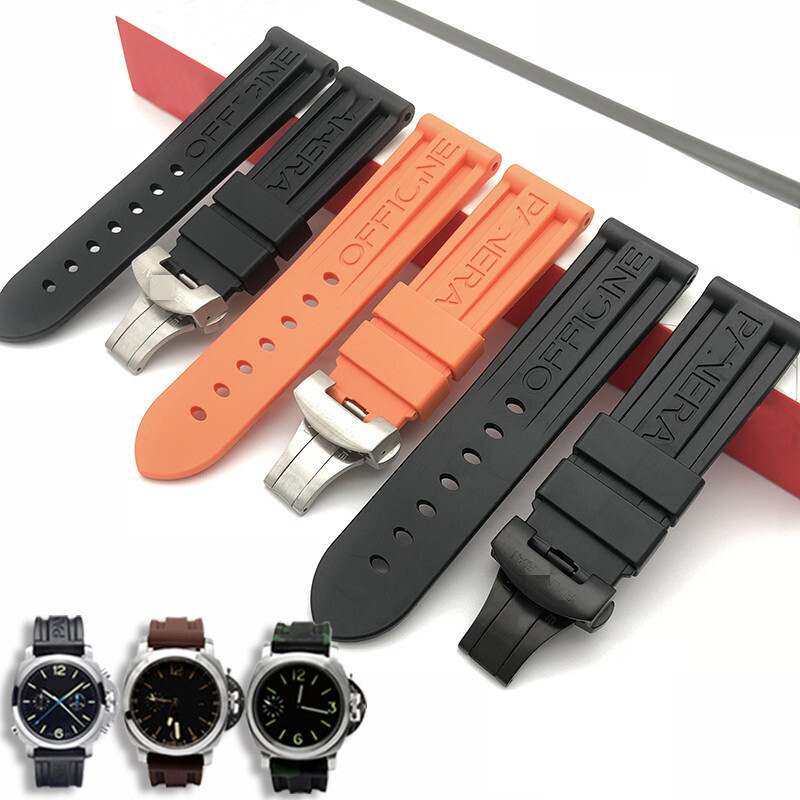22 24 26mm Rubber Dive Strap Folding Clasp Fit Panerai Watch PAM441/359/437/393