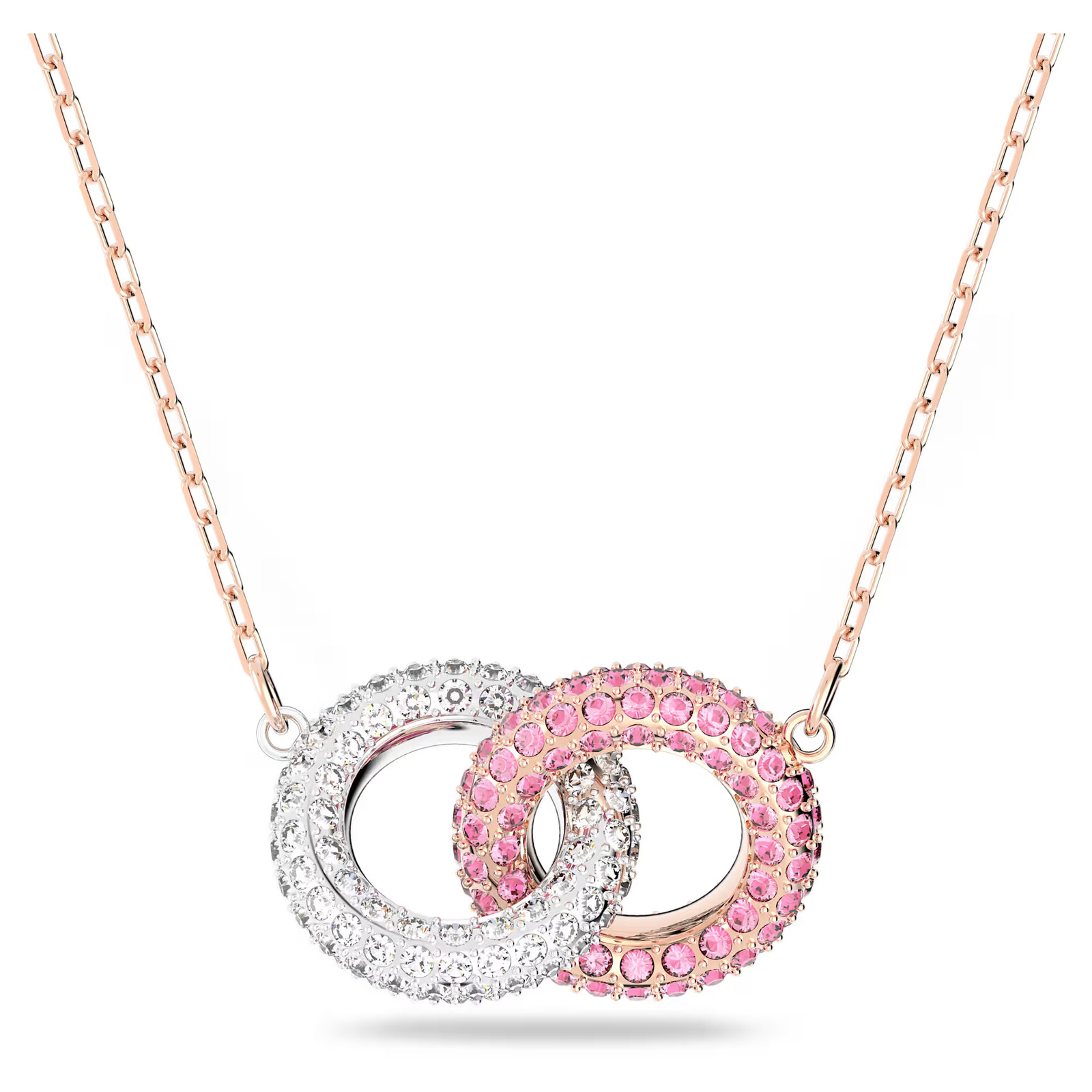Dextera Pink Rose Gold Tone Plated Necklace Intertwined Circles New