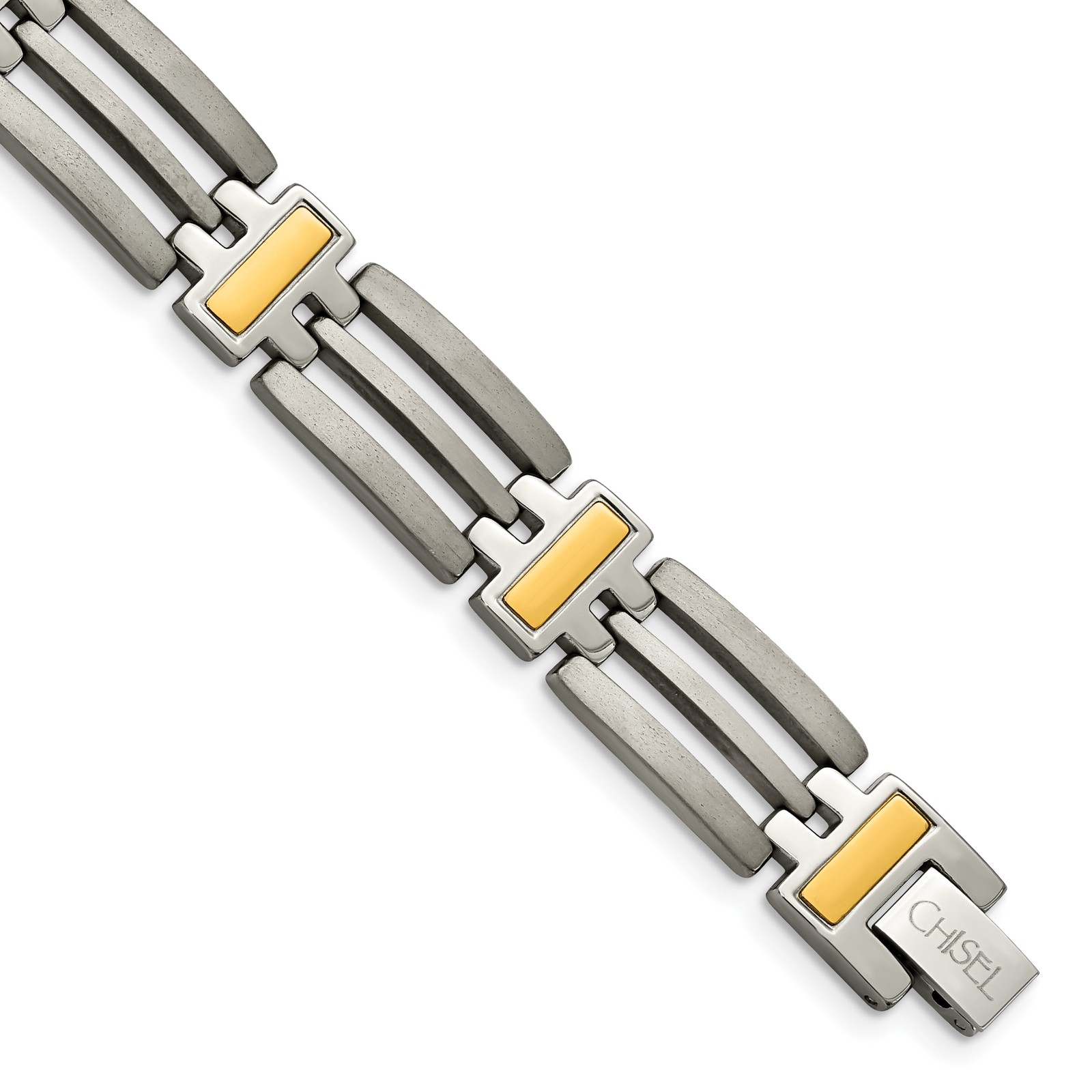 Chisel Titanium Brushed and Polished Yellow IP-Plated 8.5 inch Bracelet TBB128