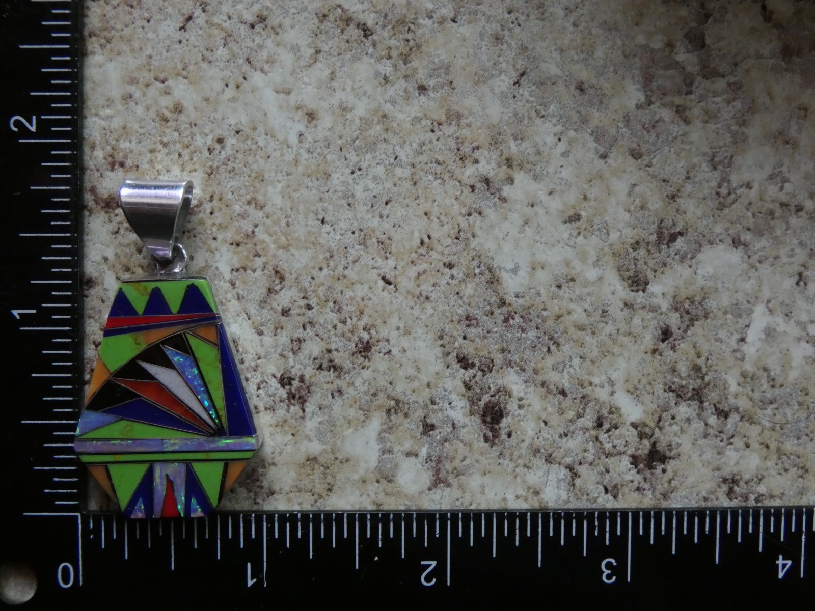 Colorful Micro Inlay Multi Gemstone Sterling Silver Aluminum Alloy Pendant AT6