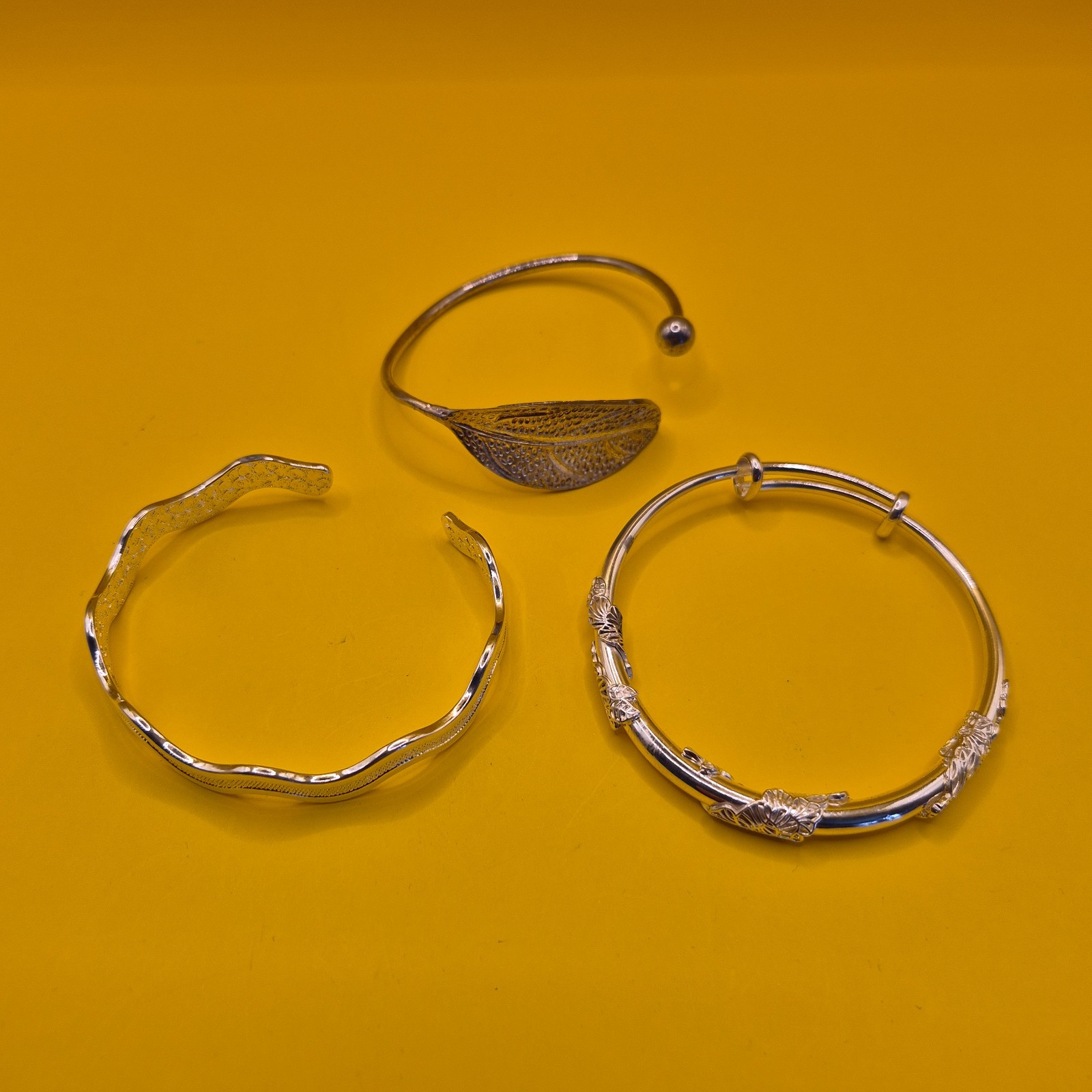 3x Silver Bracelets 999 Pure Silver Stamped