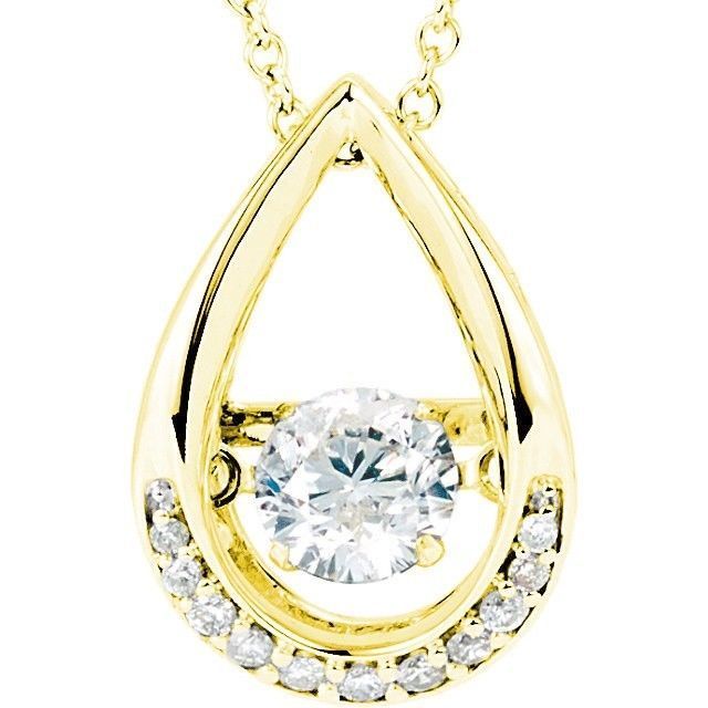 0.60 carat total, 1/2 ct Round Shape center Diamond 14k Yellow Gold Pendant