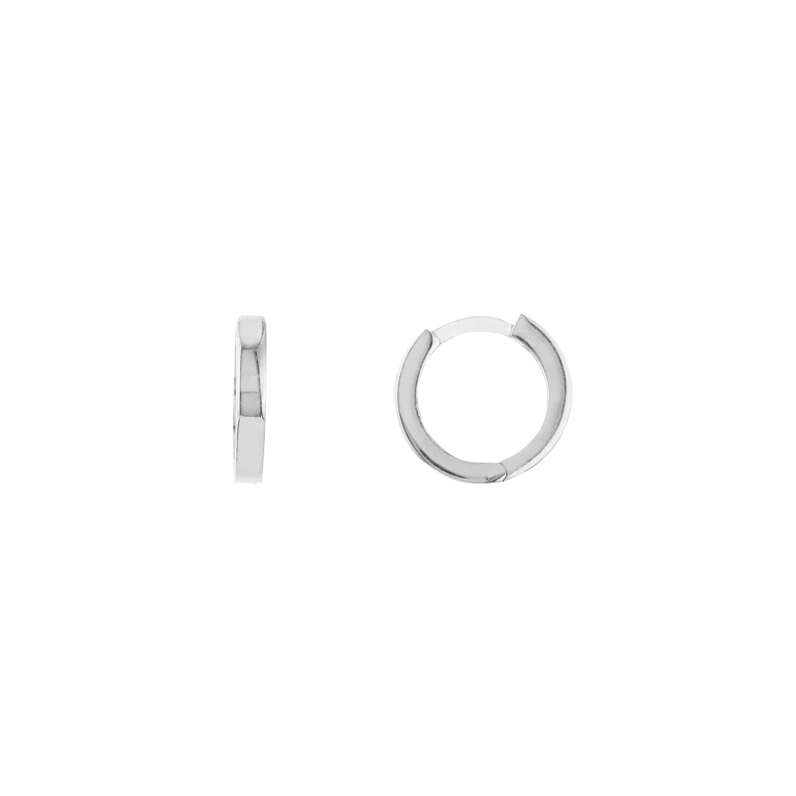 10mm Square Wire Huggie Hoop Earrings Real 14K White Gold 1.30 grams