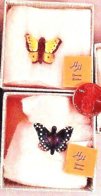 Hinterland Leather Butterfly push back Lapel Choice Yellow or Black in boxes